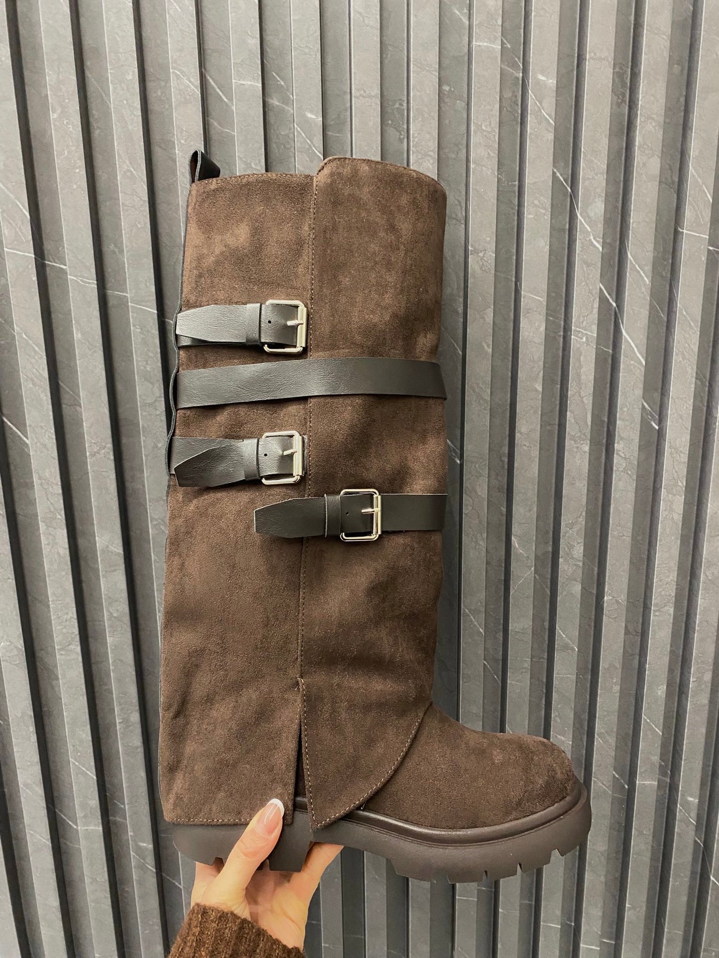 Stivale Bikers suede brown