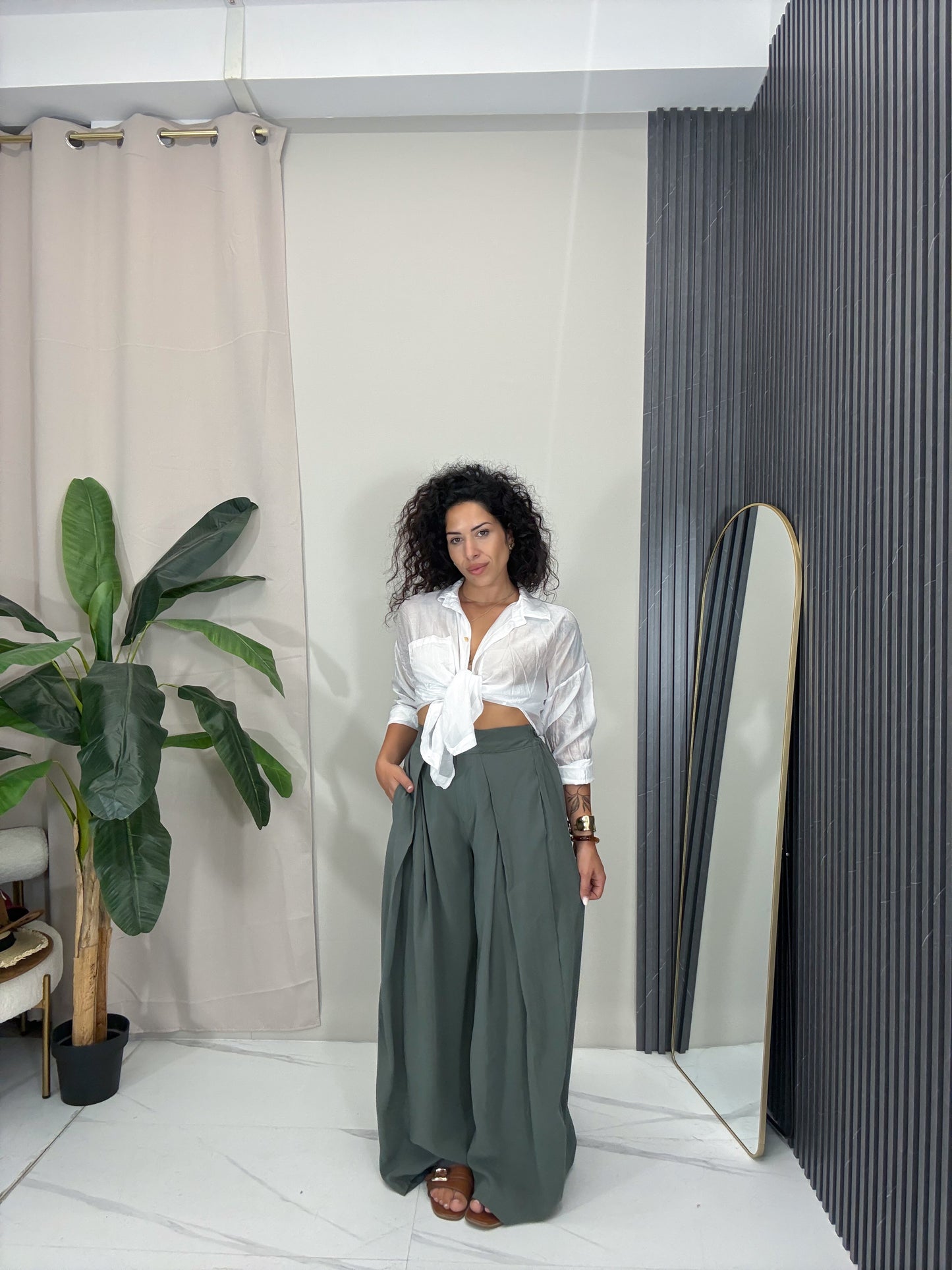 Pantalone palazzo verde