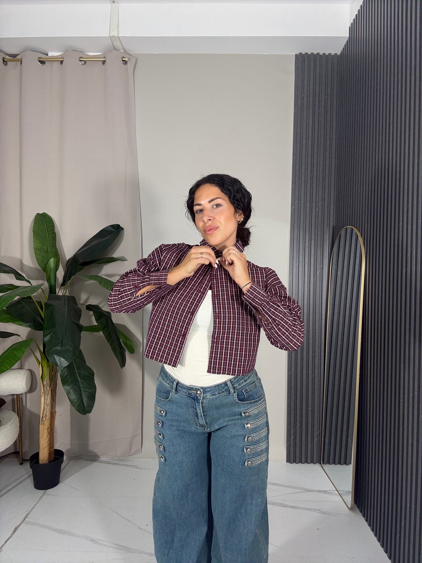 Camicia corta quadri