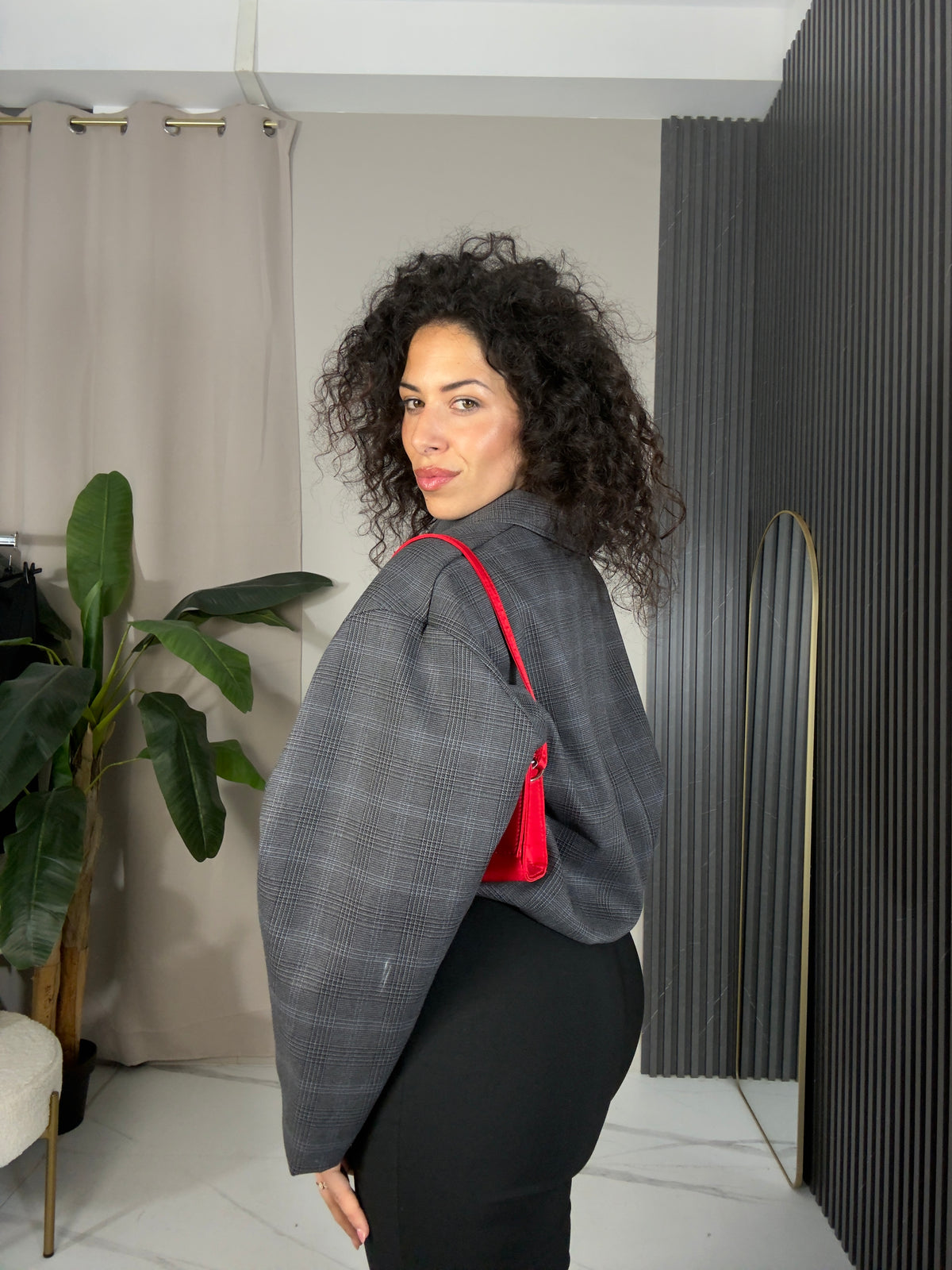 Giacca tartan over grey