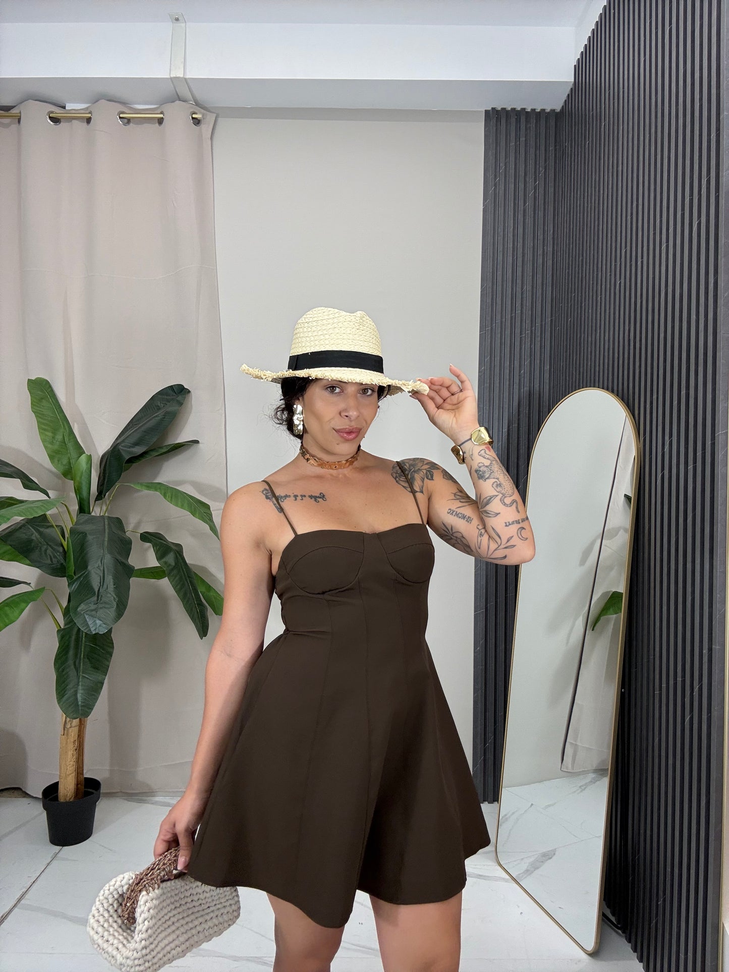 Abito corto Ada marrone