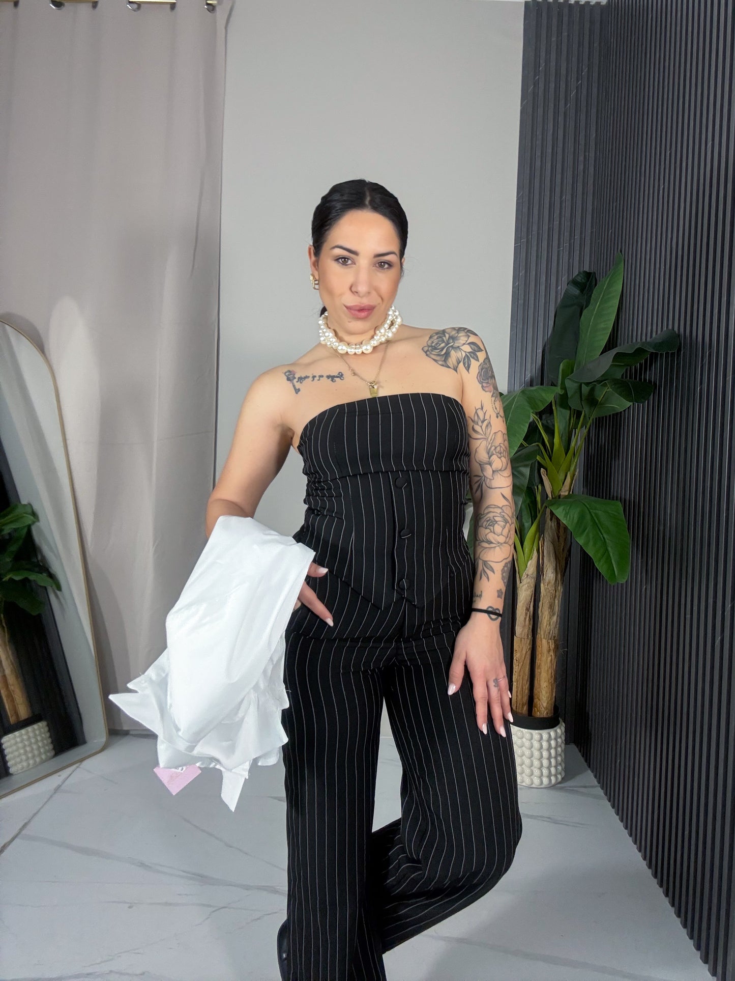 Completo gessato nero