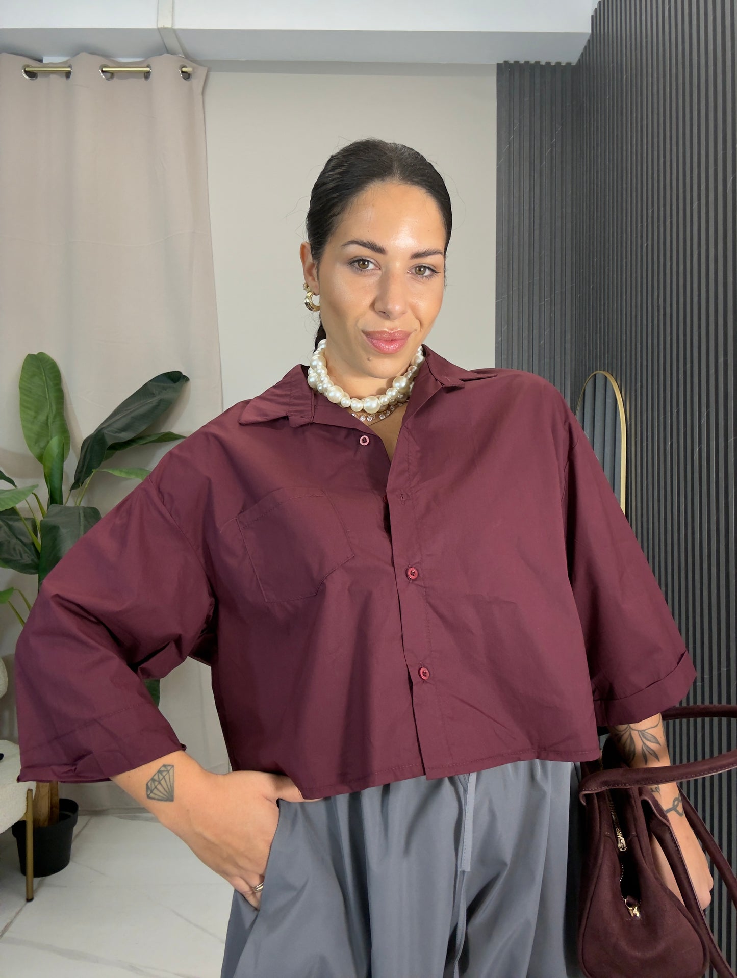 Camicia crop over