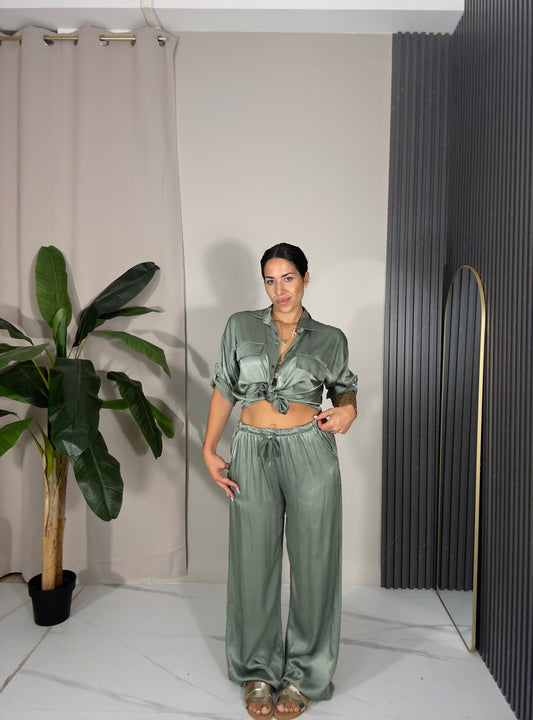 Coordinato satin verde