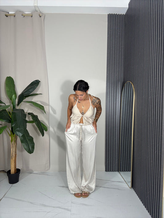 Pantalone satin  champagne