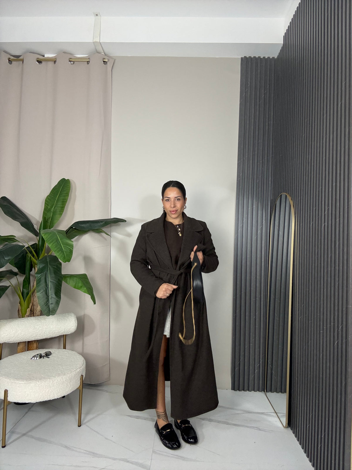 Cappotto lungo marrone
