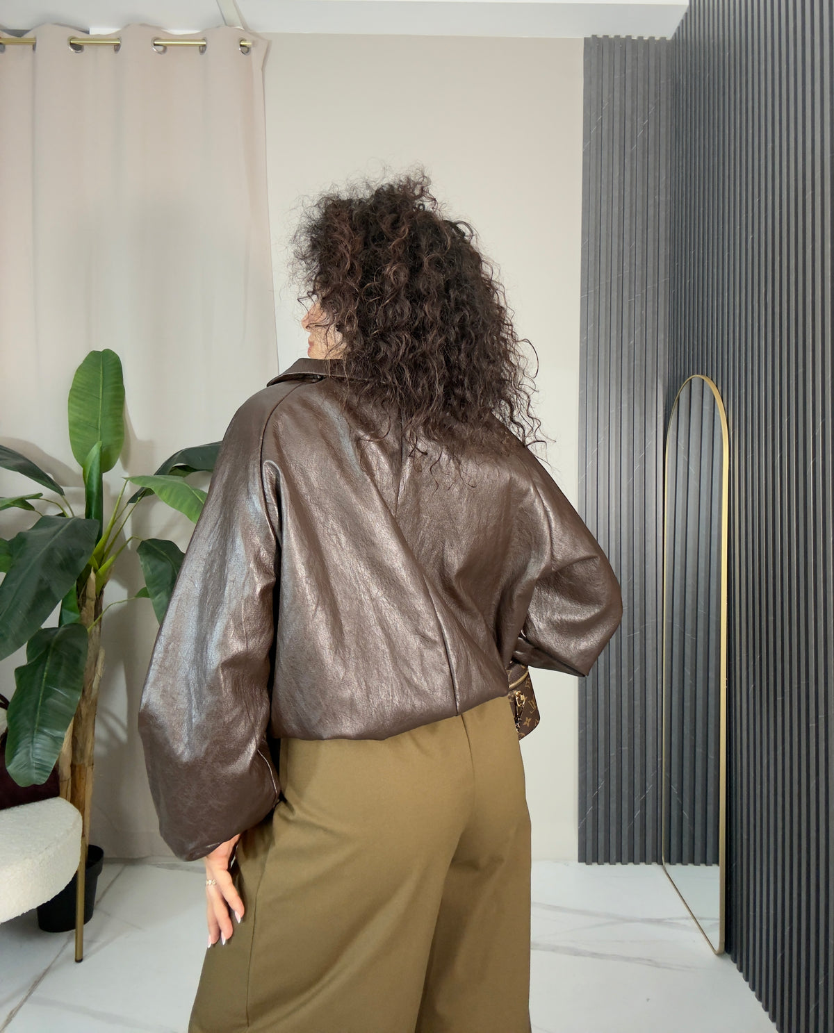 Bomber in pelle marrone