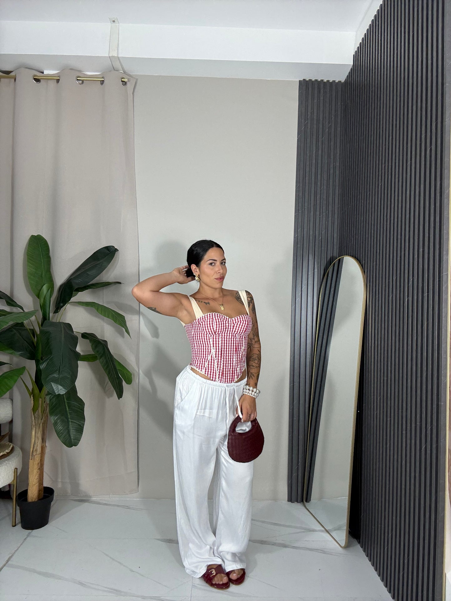 Pantalone satin bianco
