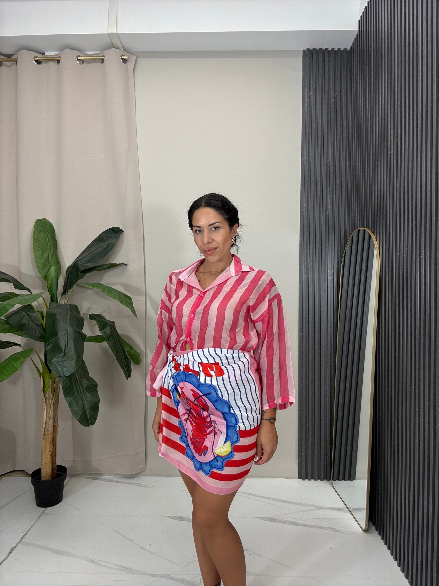 Camicia righe rosa/fucsia
