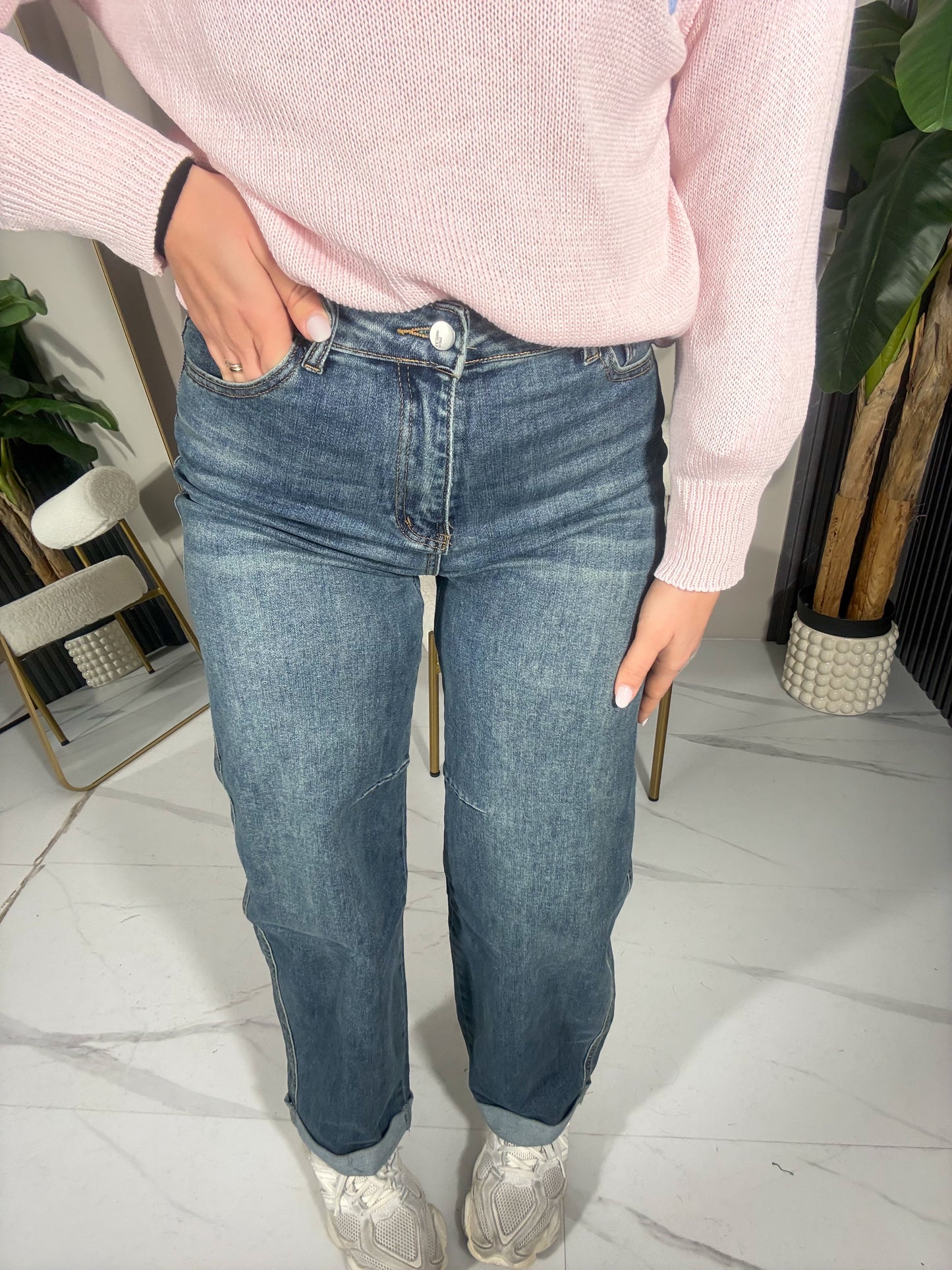 Jeans taschino strass rosa