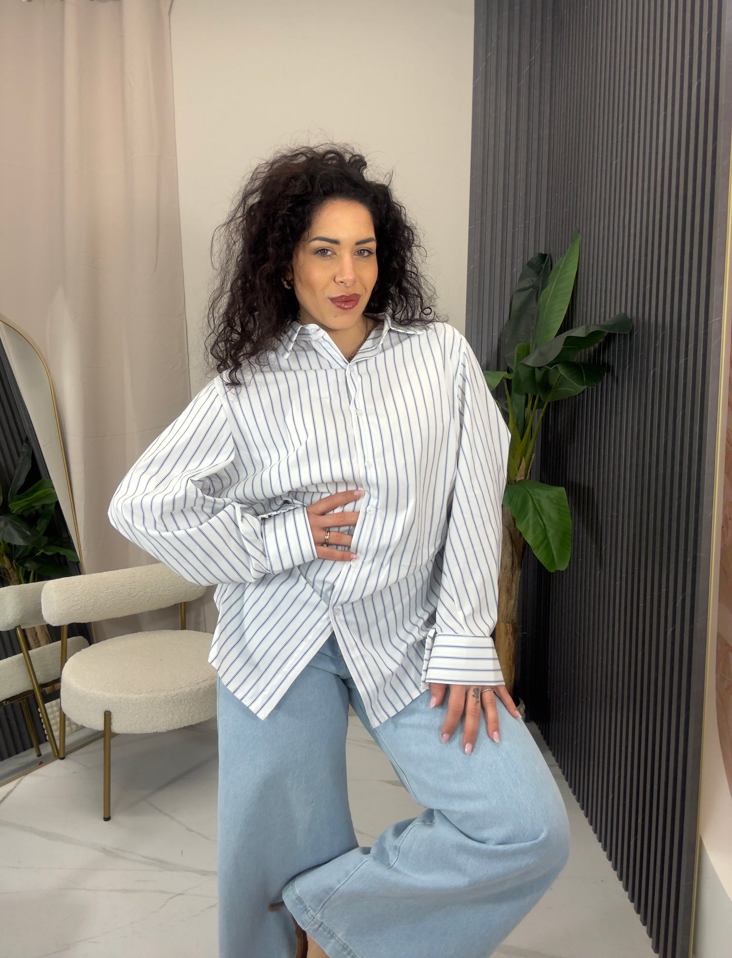 Camicia a righe lunga