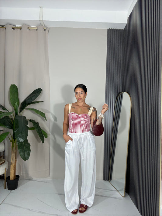 Pantalone satin bianco