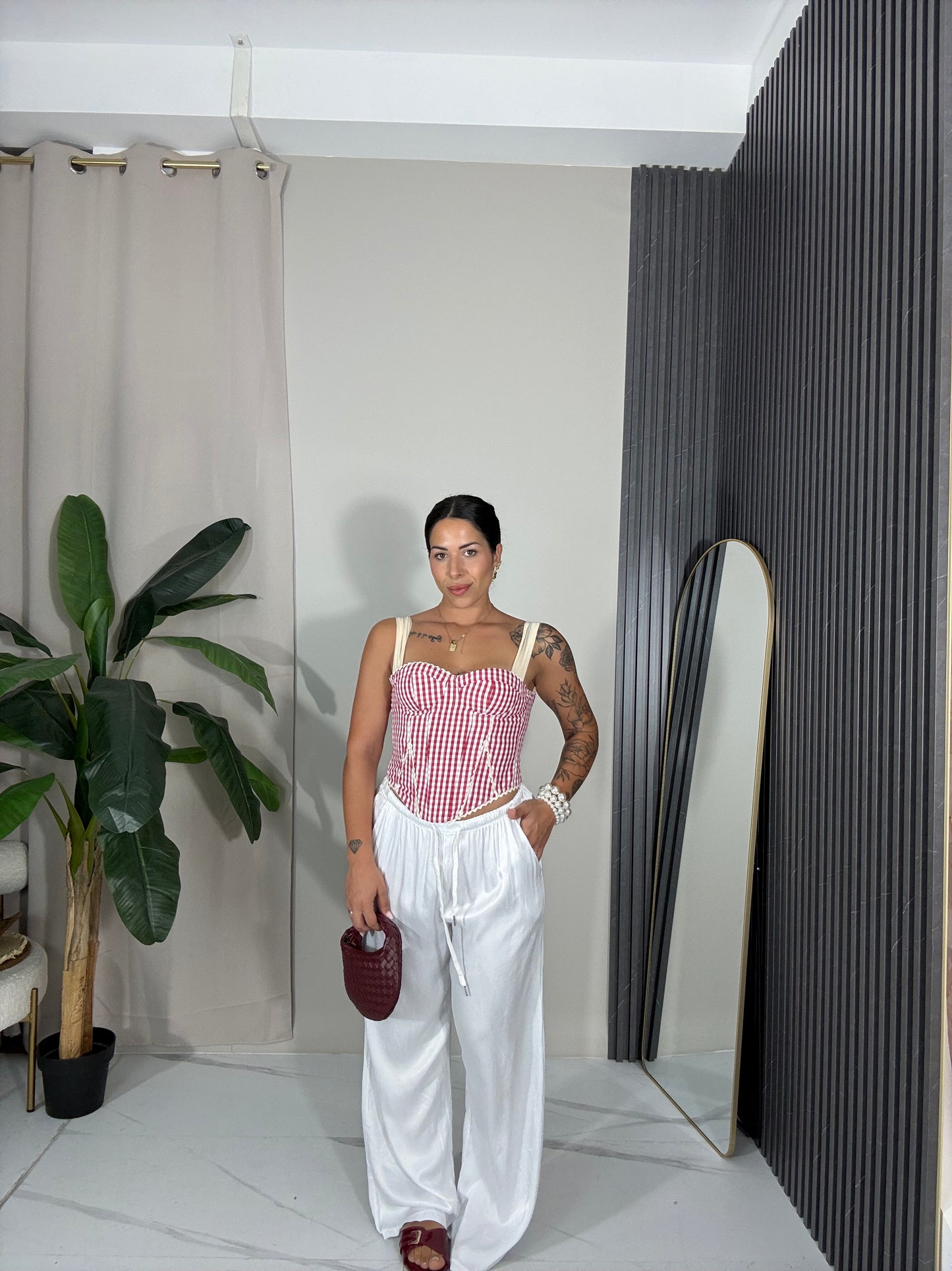 Pantalone satin bianco