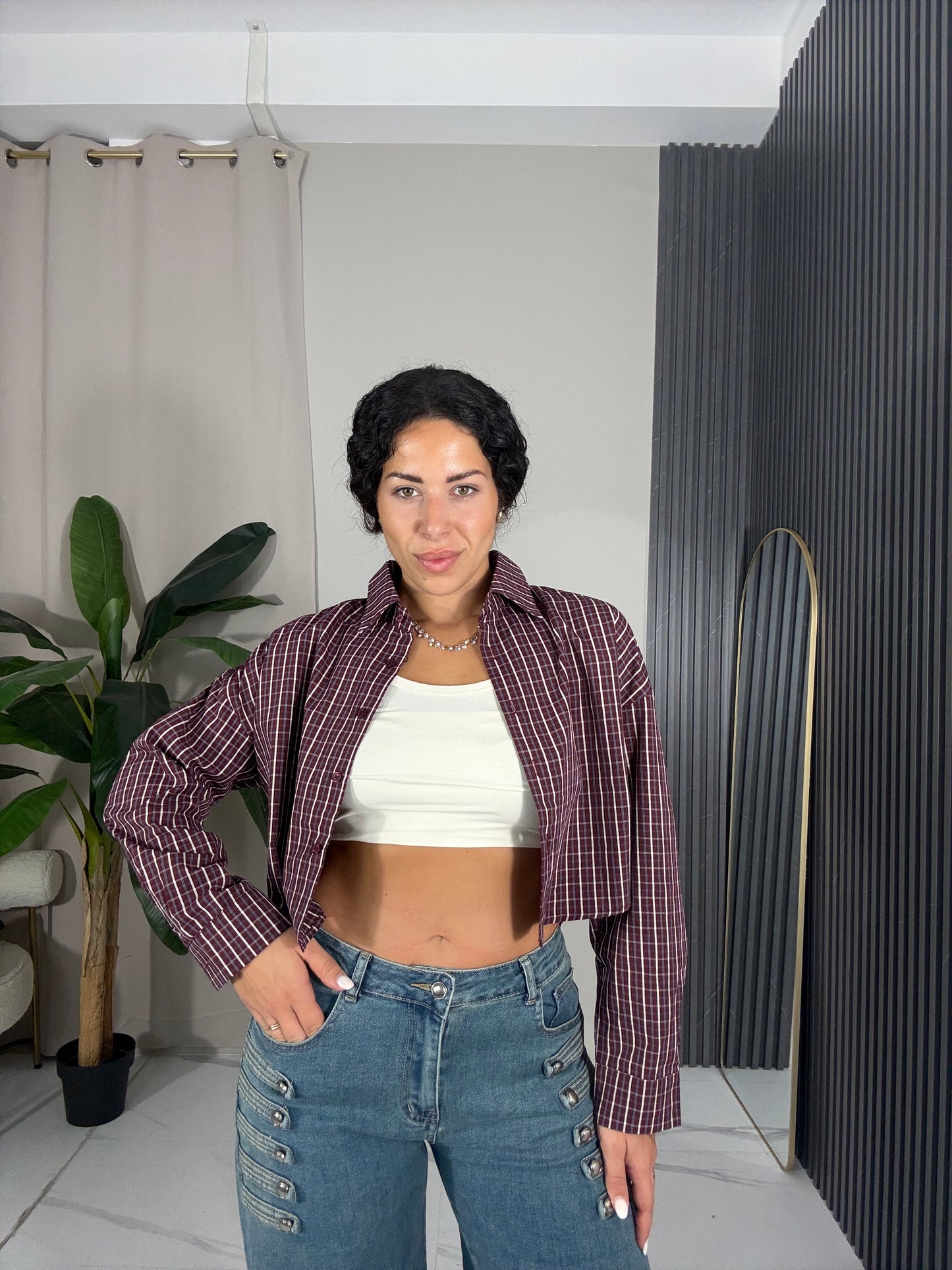 Camicia corta quadri