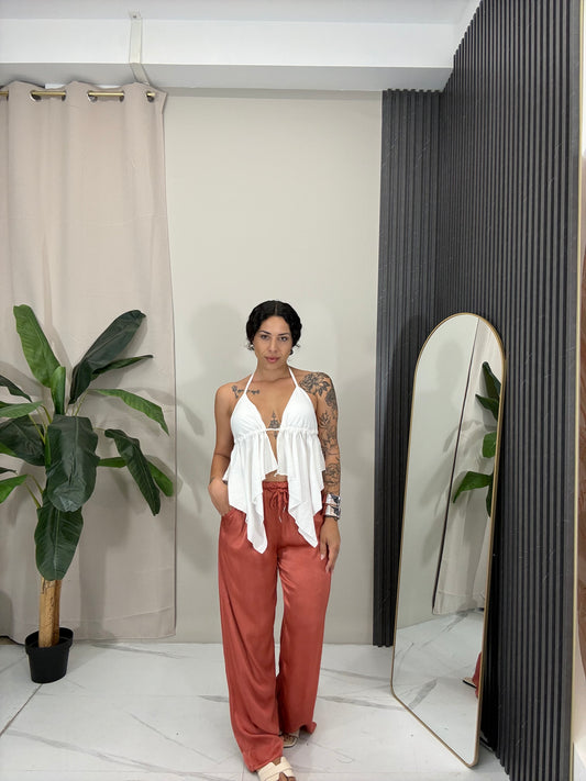 Pantalone satin salmone