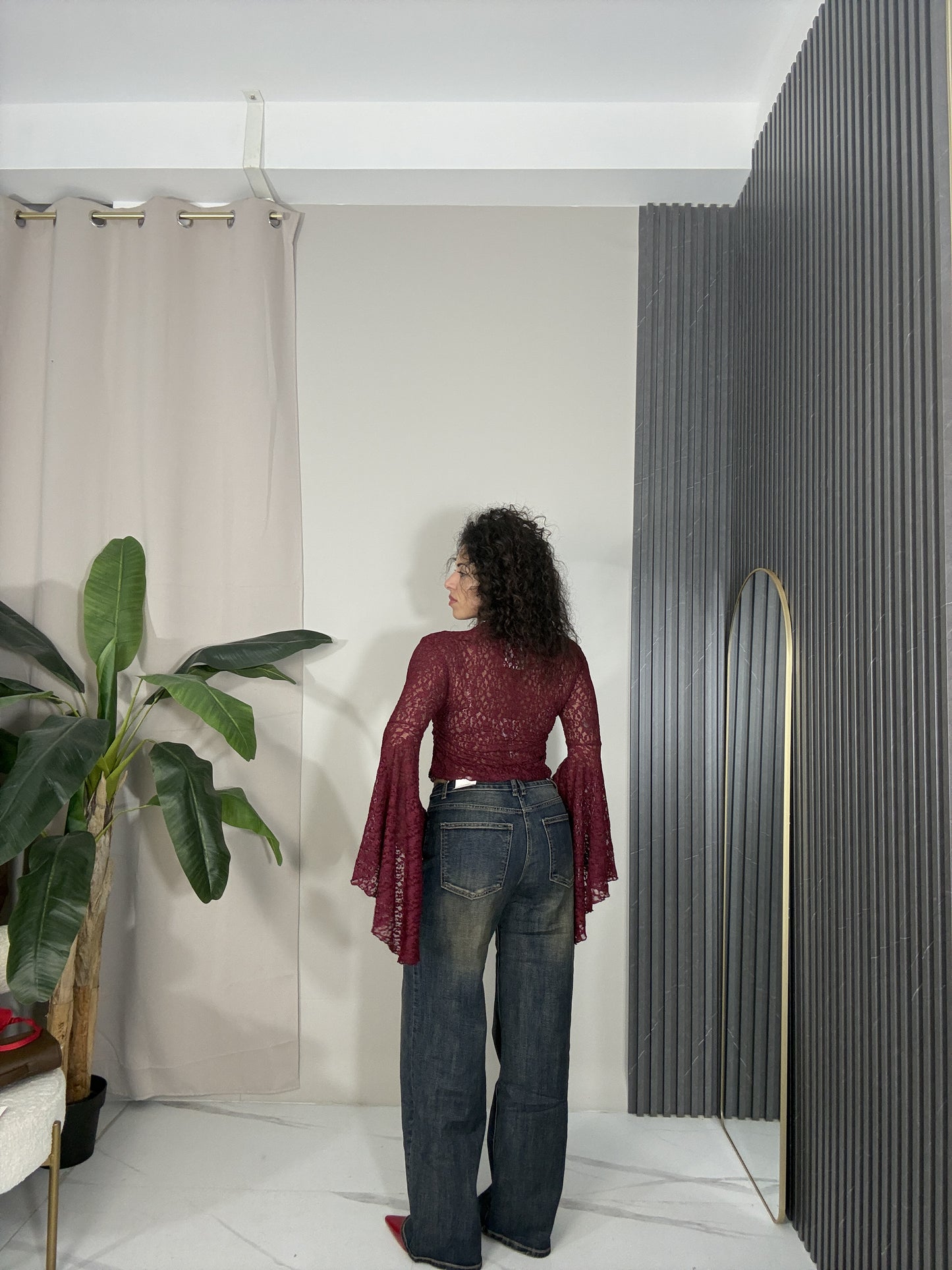 Jeans wide leg sabbiato