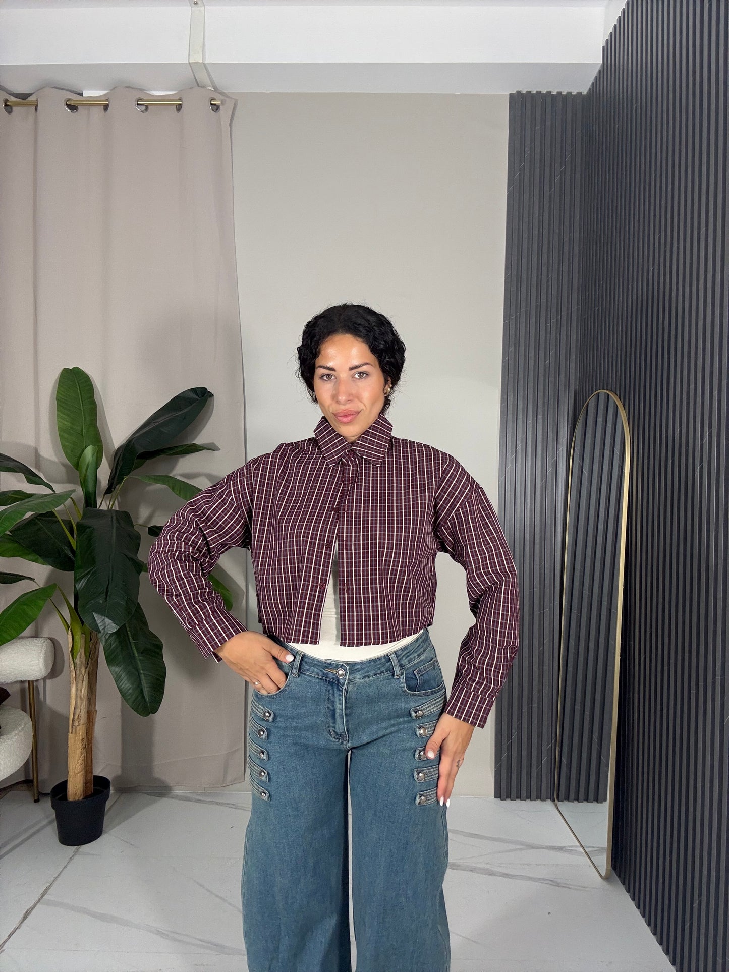 Camicia corta quadri