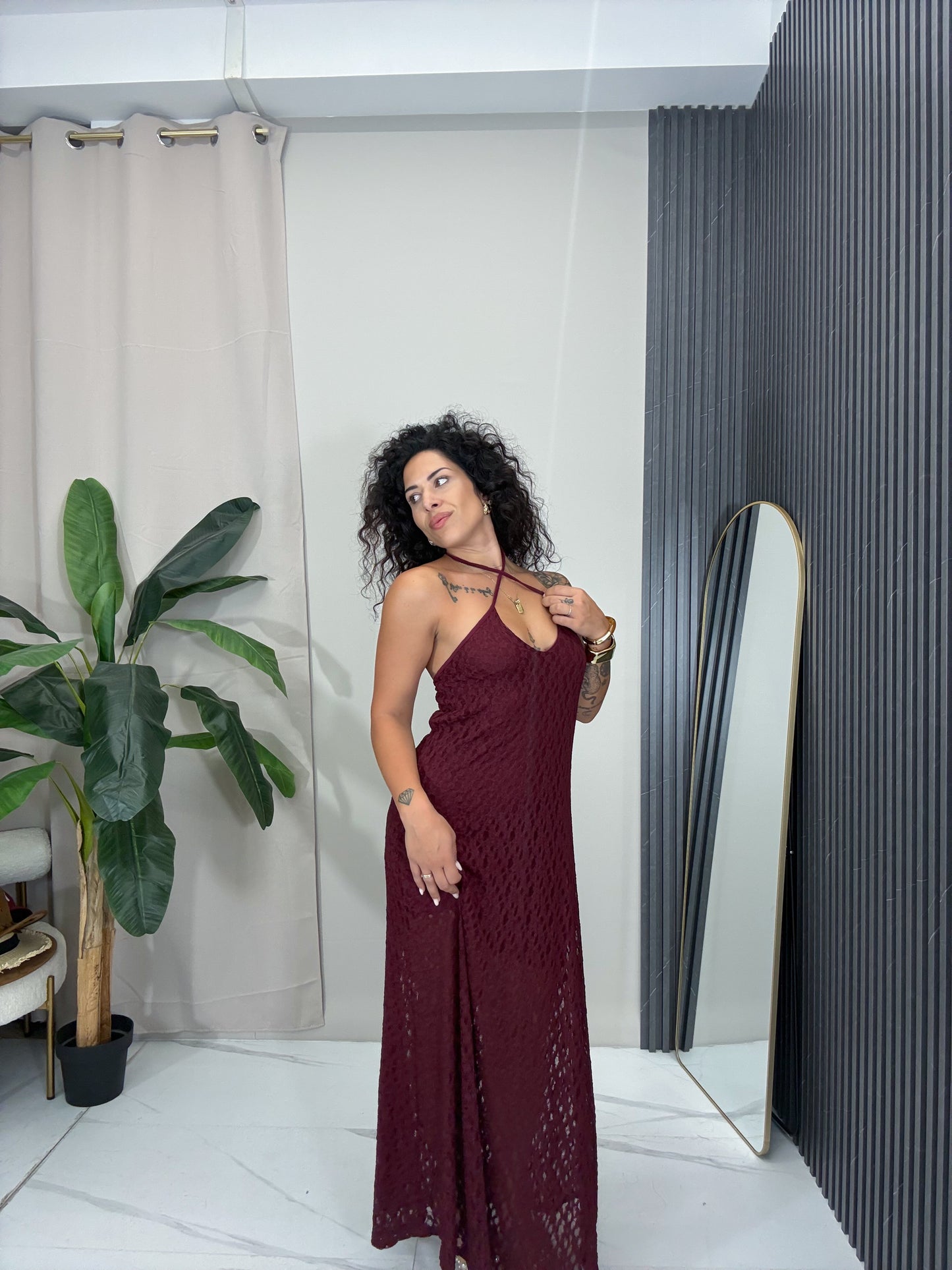 Abito pizzo Bordeaux