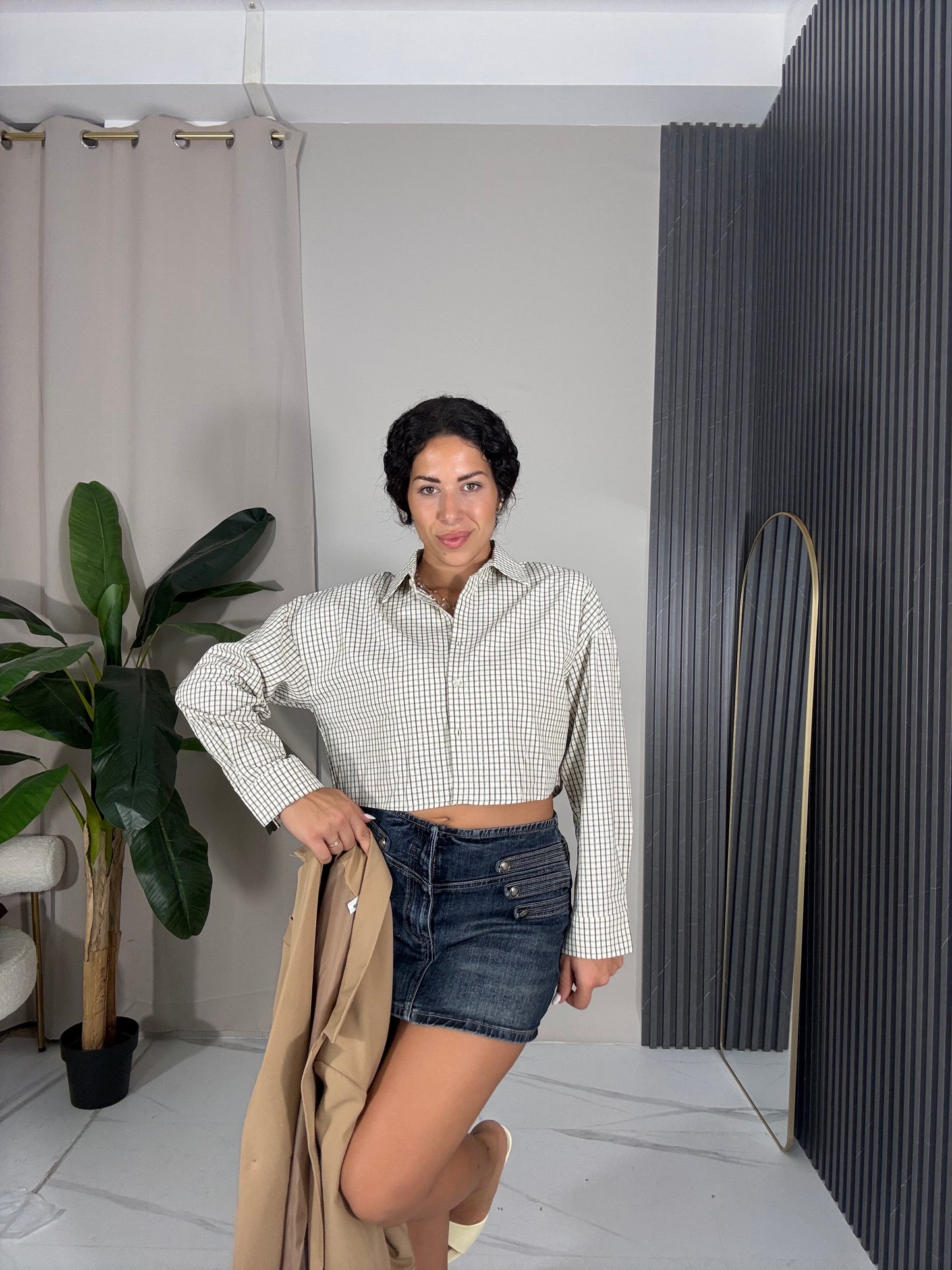 Camicia corta quadri