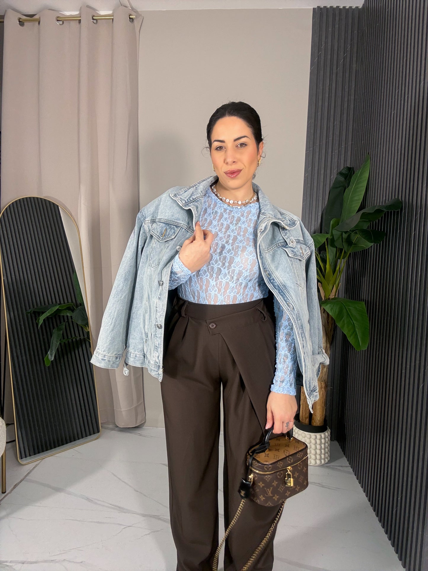 Body Margaret manica lunga celeste