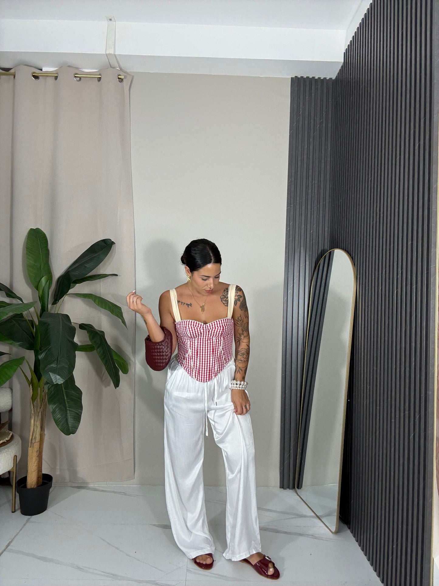 Pantalone satin bianco