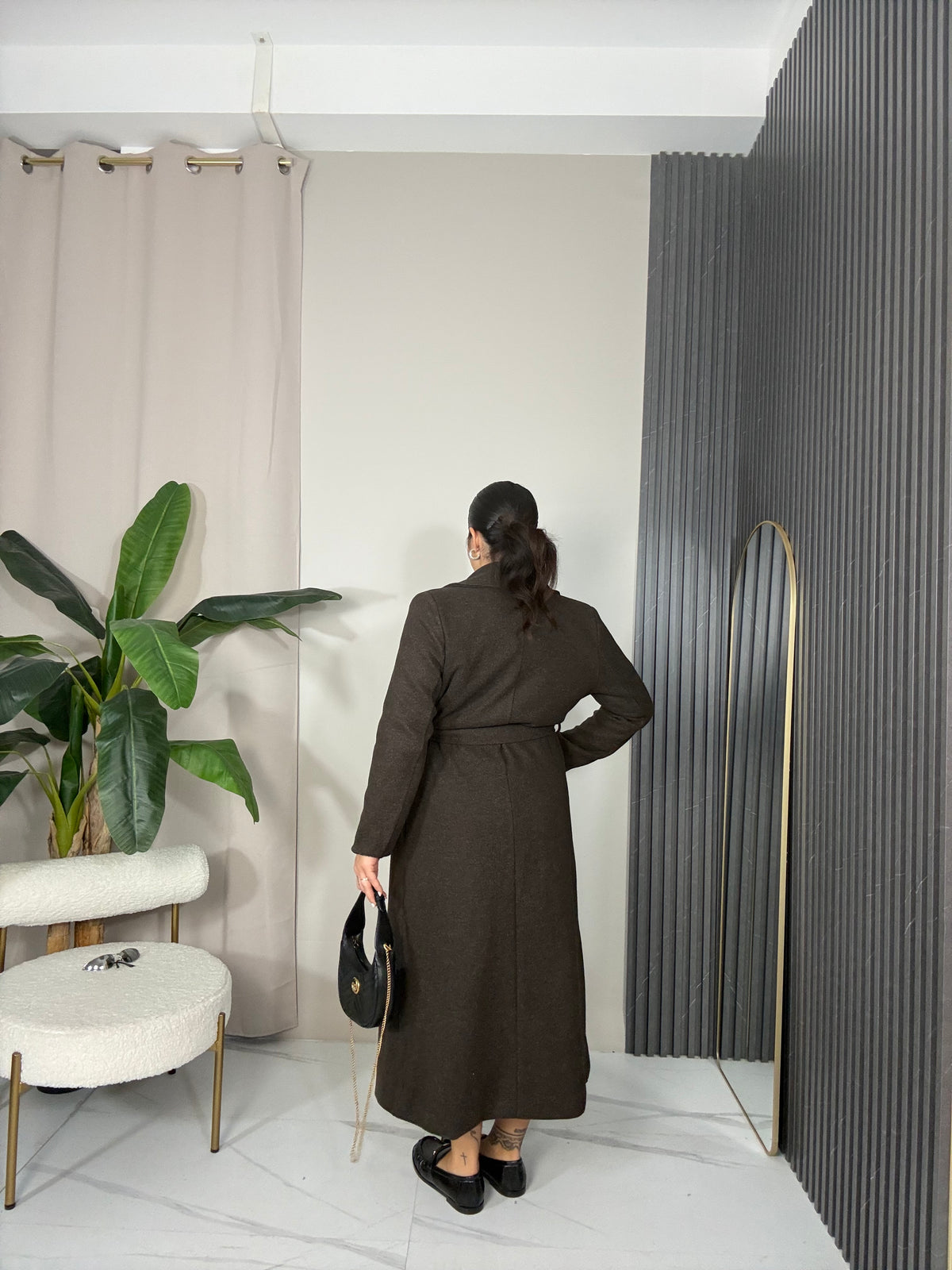 Cappotto lungo marrone