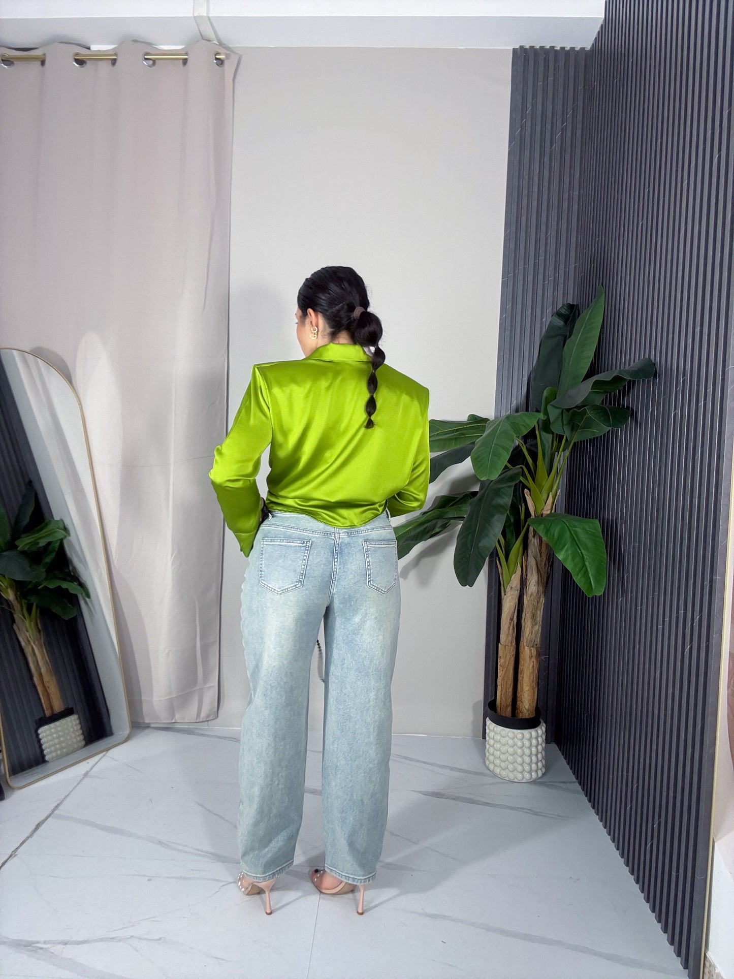 Camicia spalline rasata verde