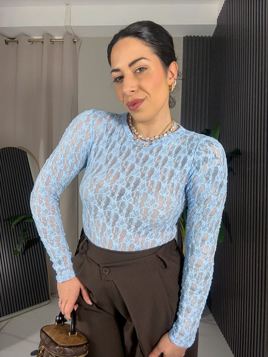 Body Margaret manica lunga celeste