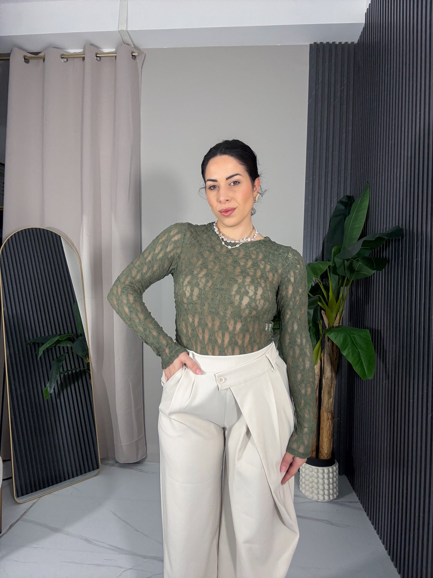 Body Margaret manica lunga verde