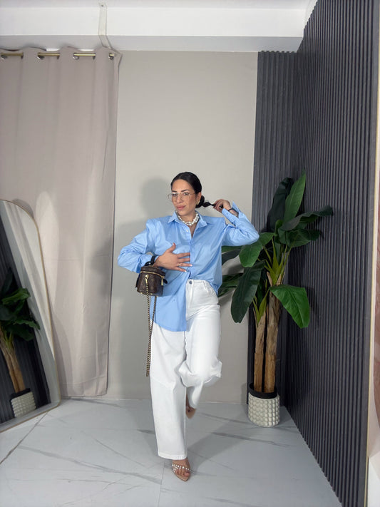 Camicia spalline celeste