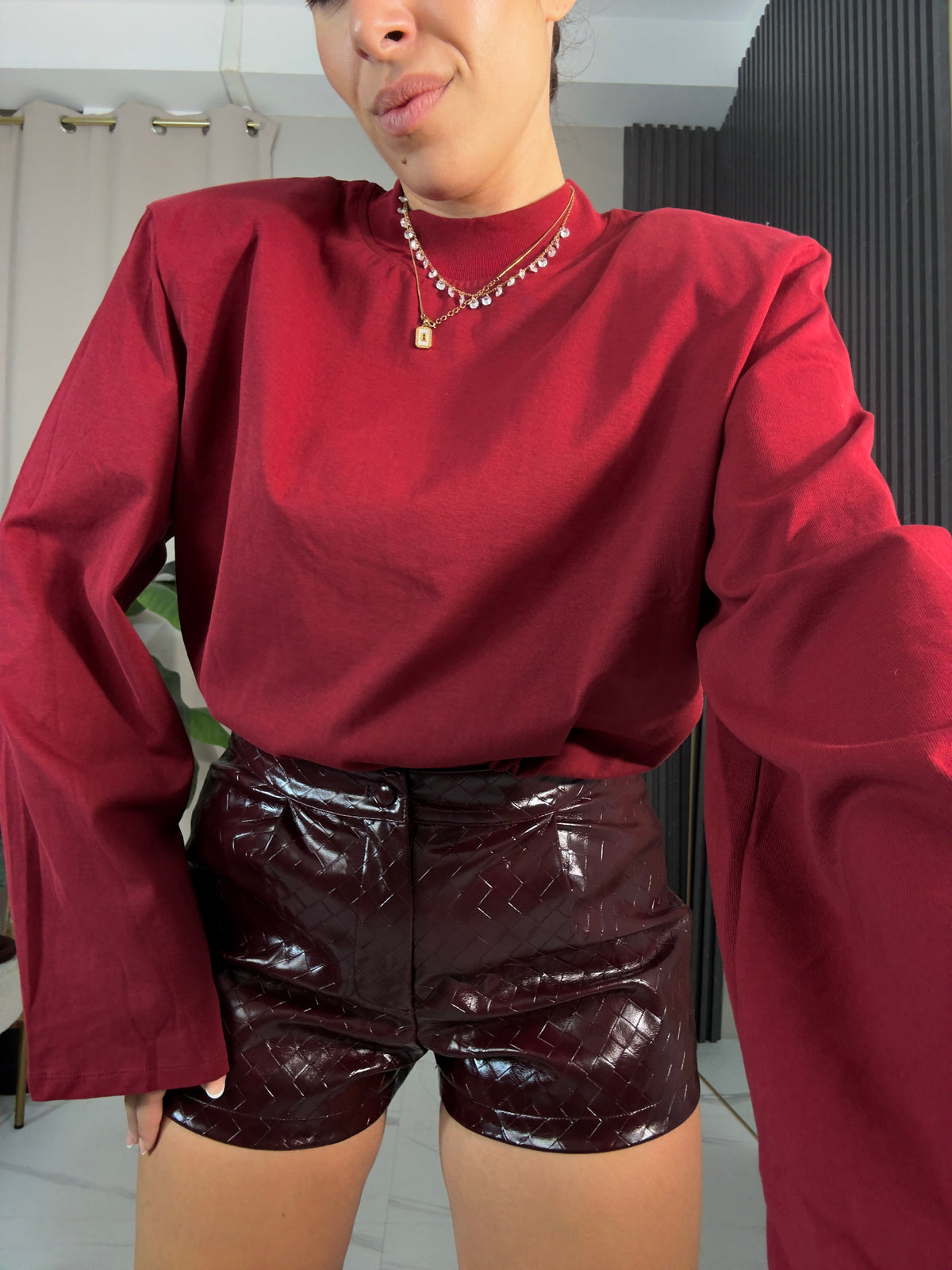 Maglia Strutturata Oversize bordeaux