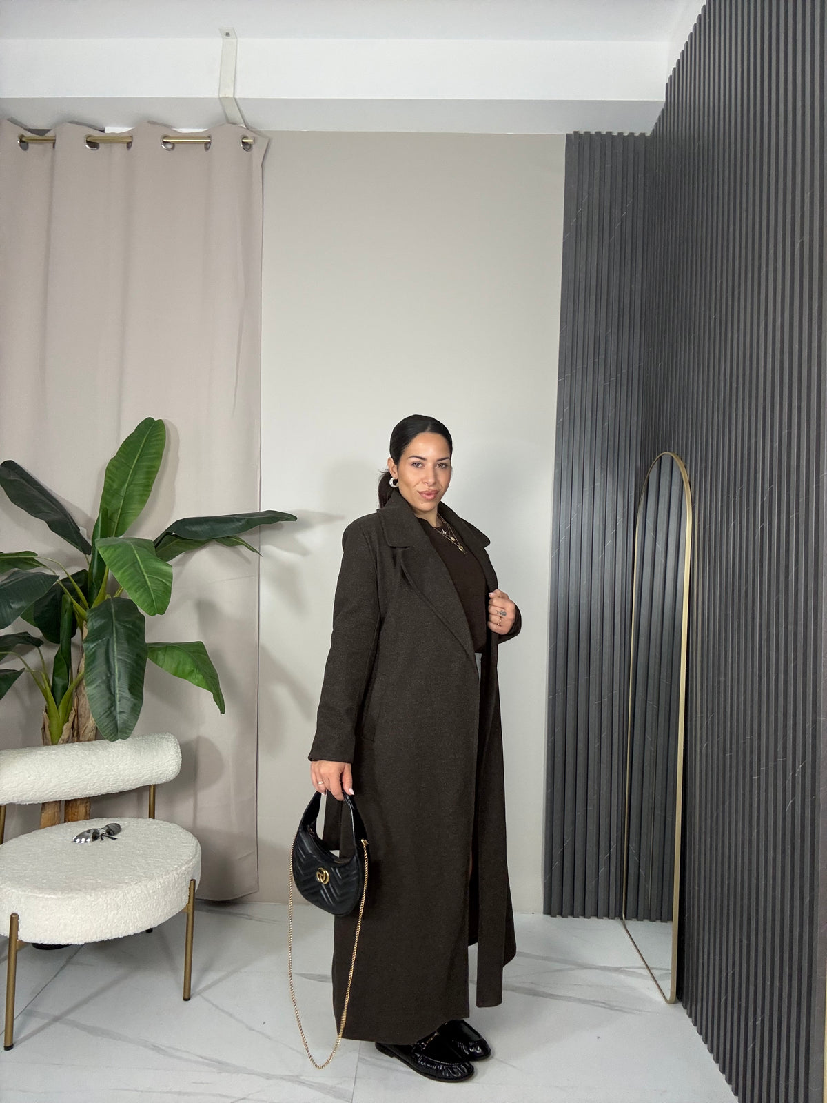 Cappotto lungo marrone