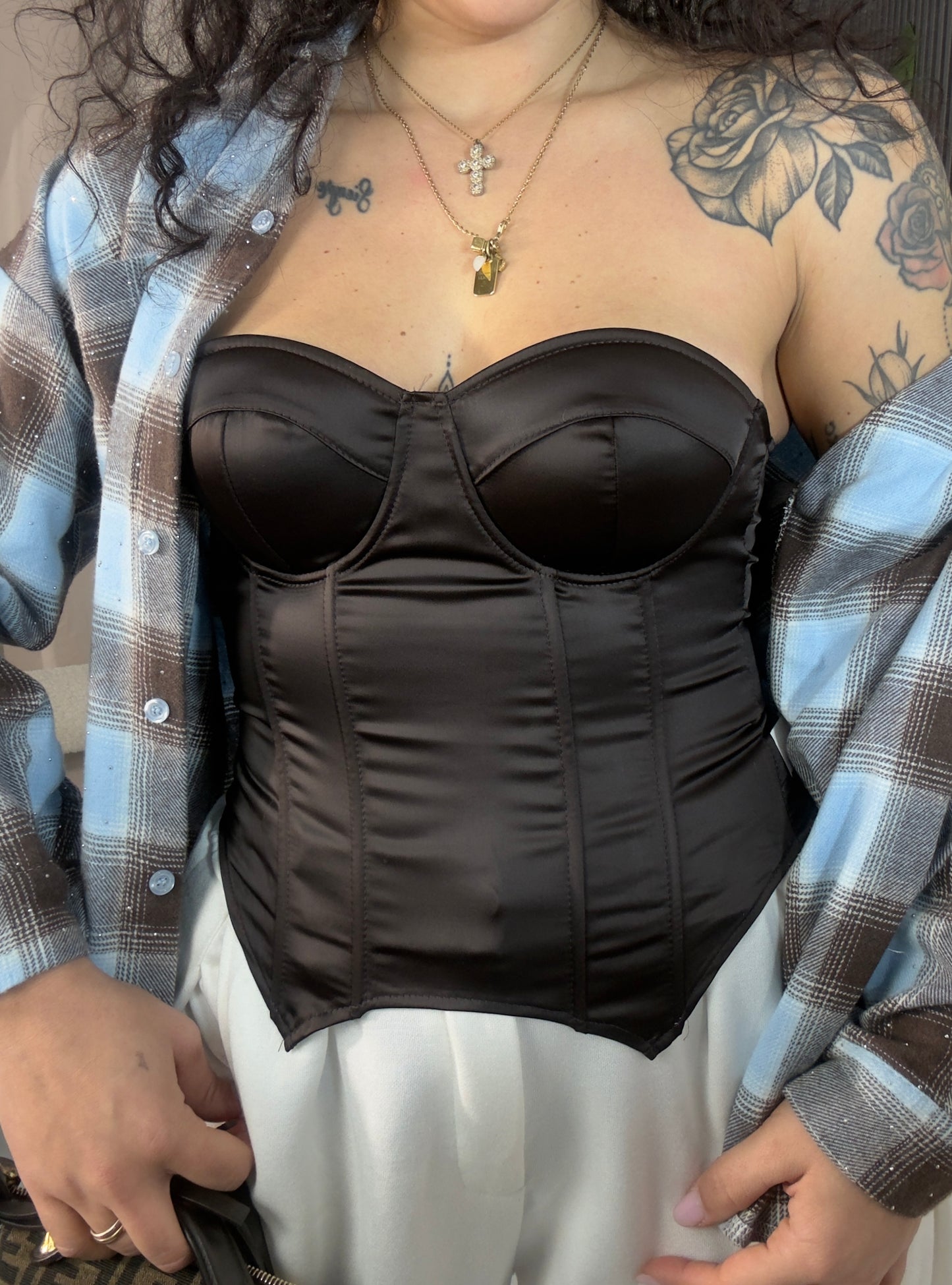 Corpetto in raso marrone