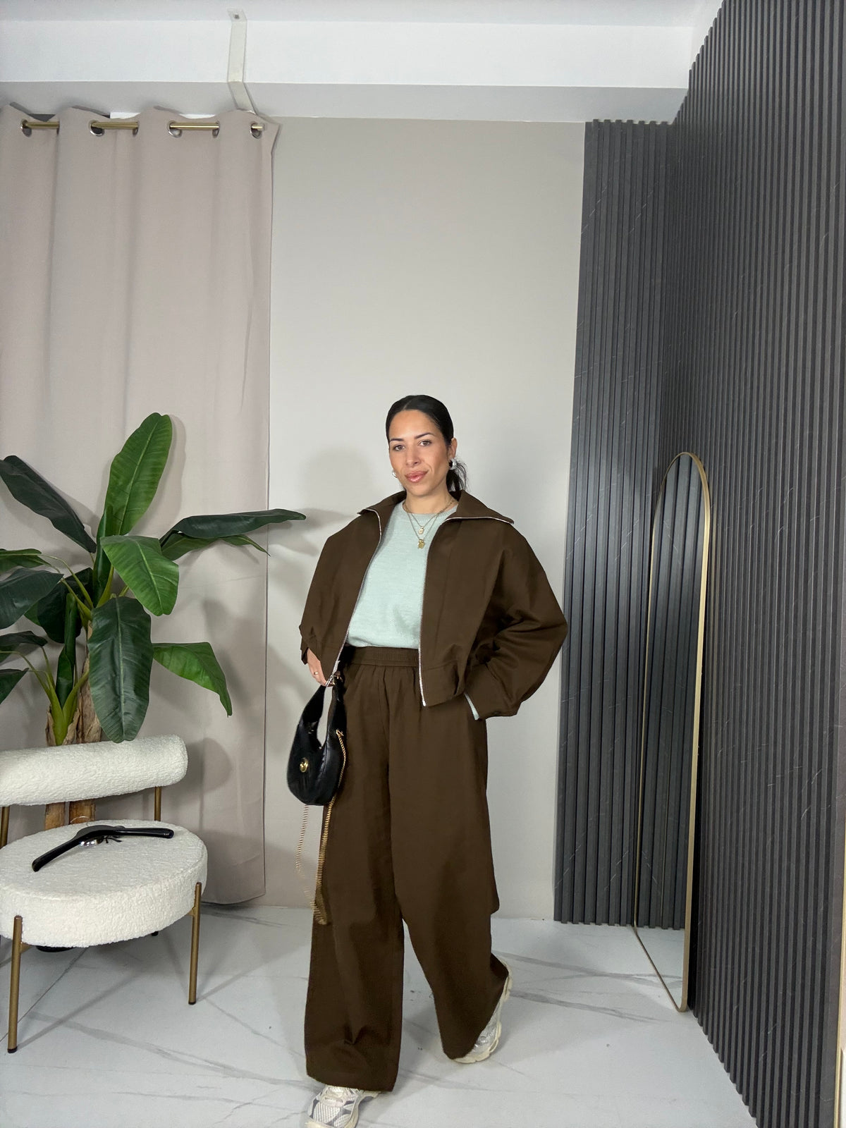 Coordinato in jeans marrone