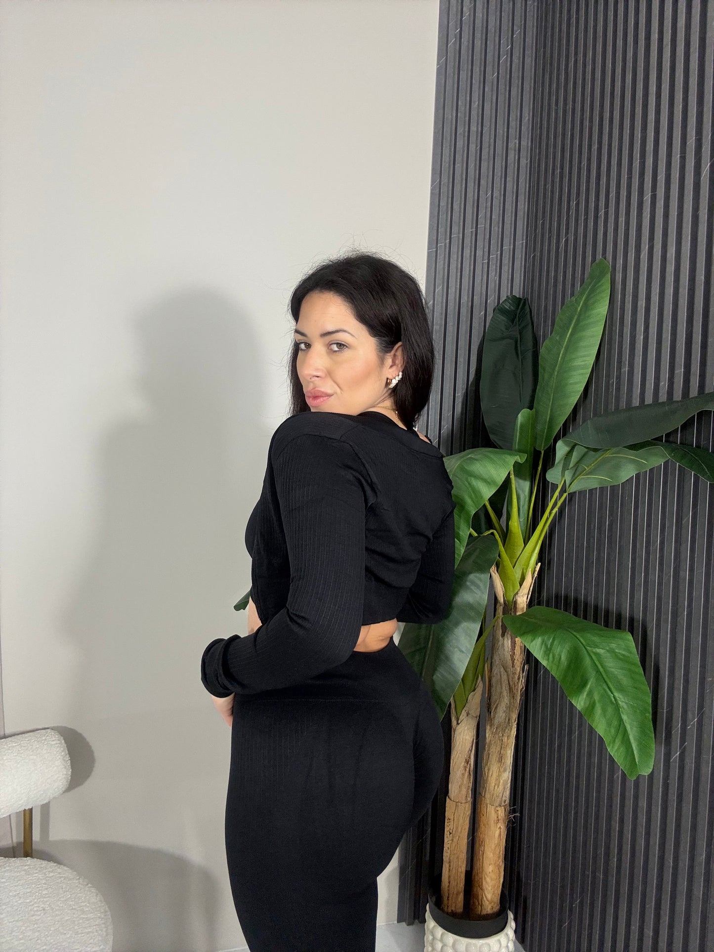 Coordinato 3 pezzi costine nero