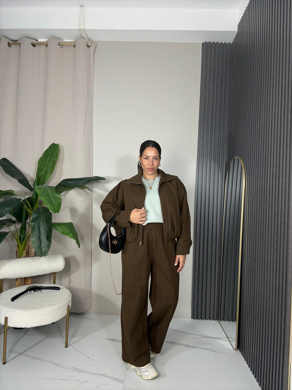 Coordinato in jeans marrone