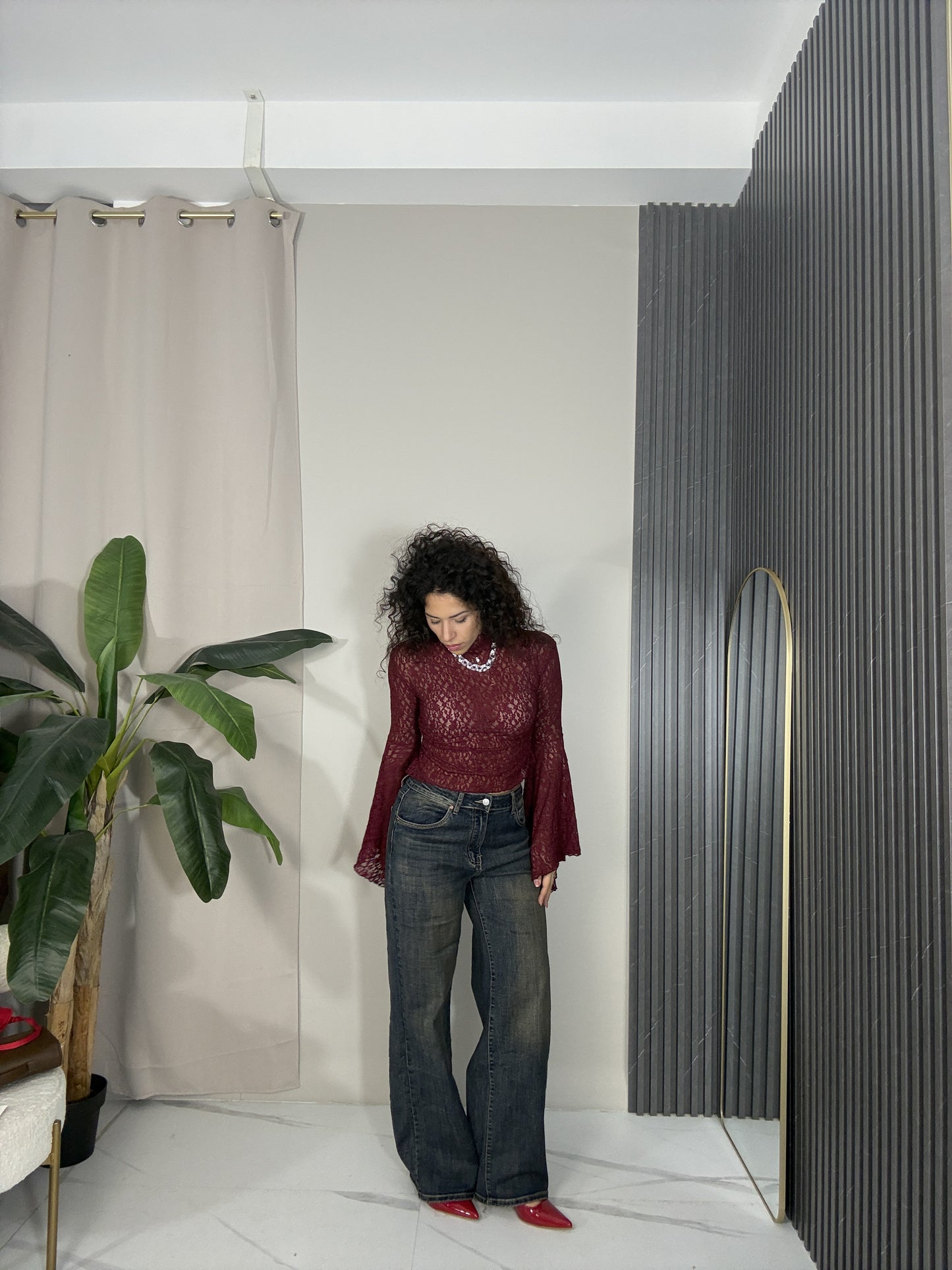 Jeans wide leg sabbiato