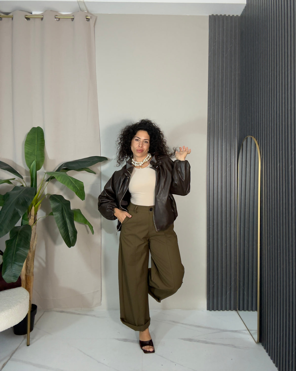 Bomber in pelle marrone