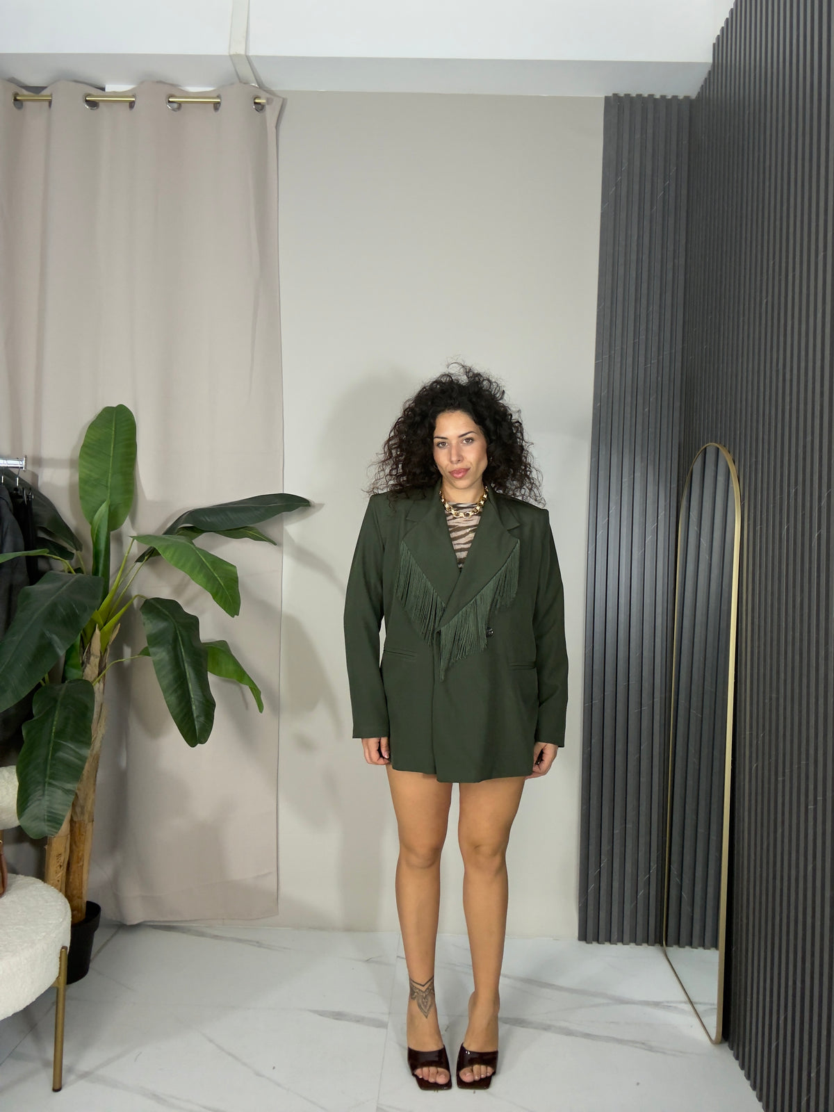 Blazer Over con Frange