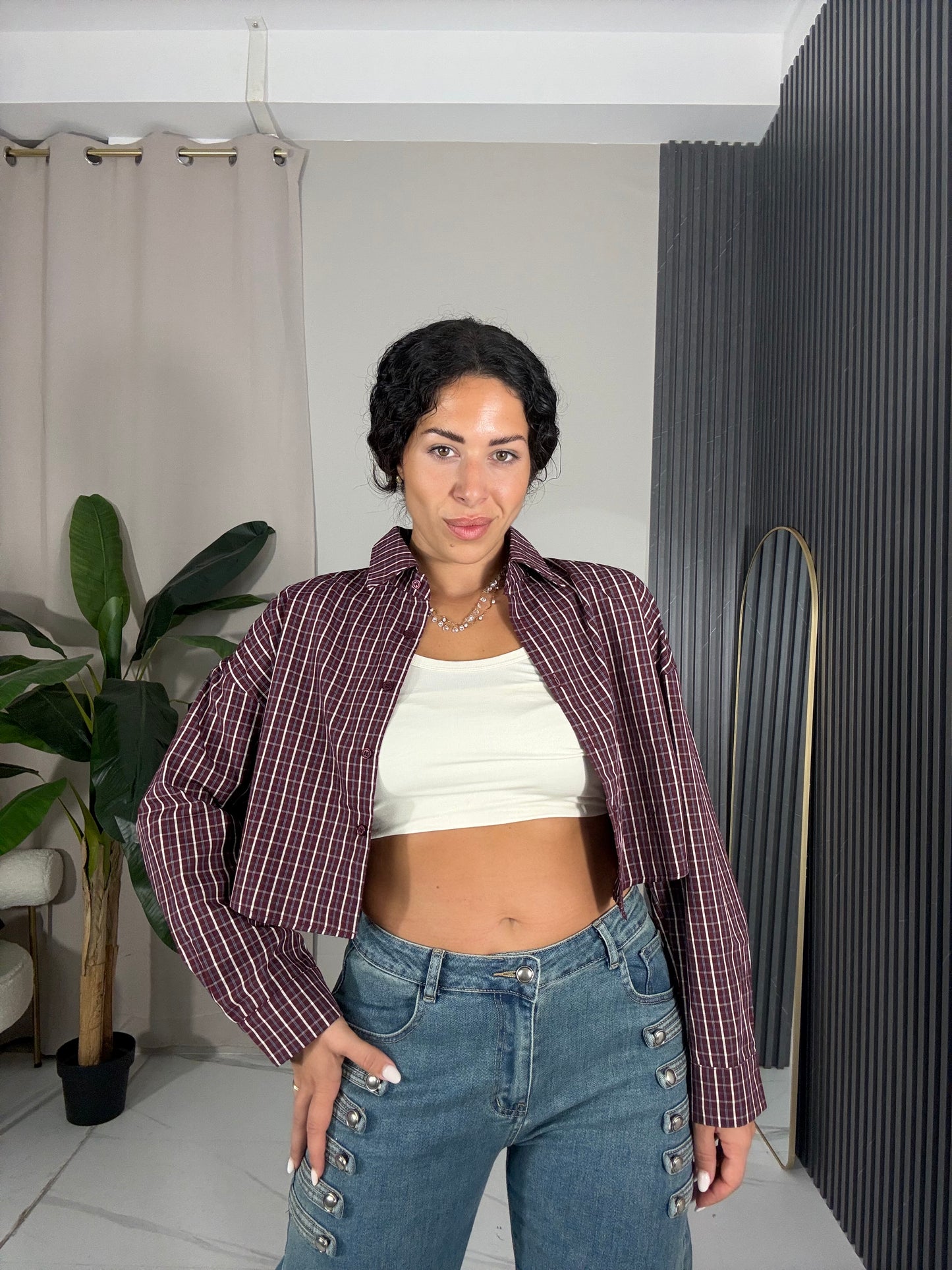 Camicia corta quadri