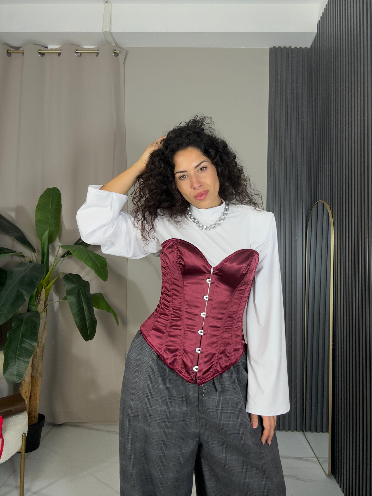 Top corsetto in raso