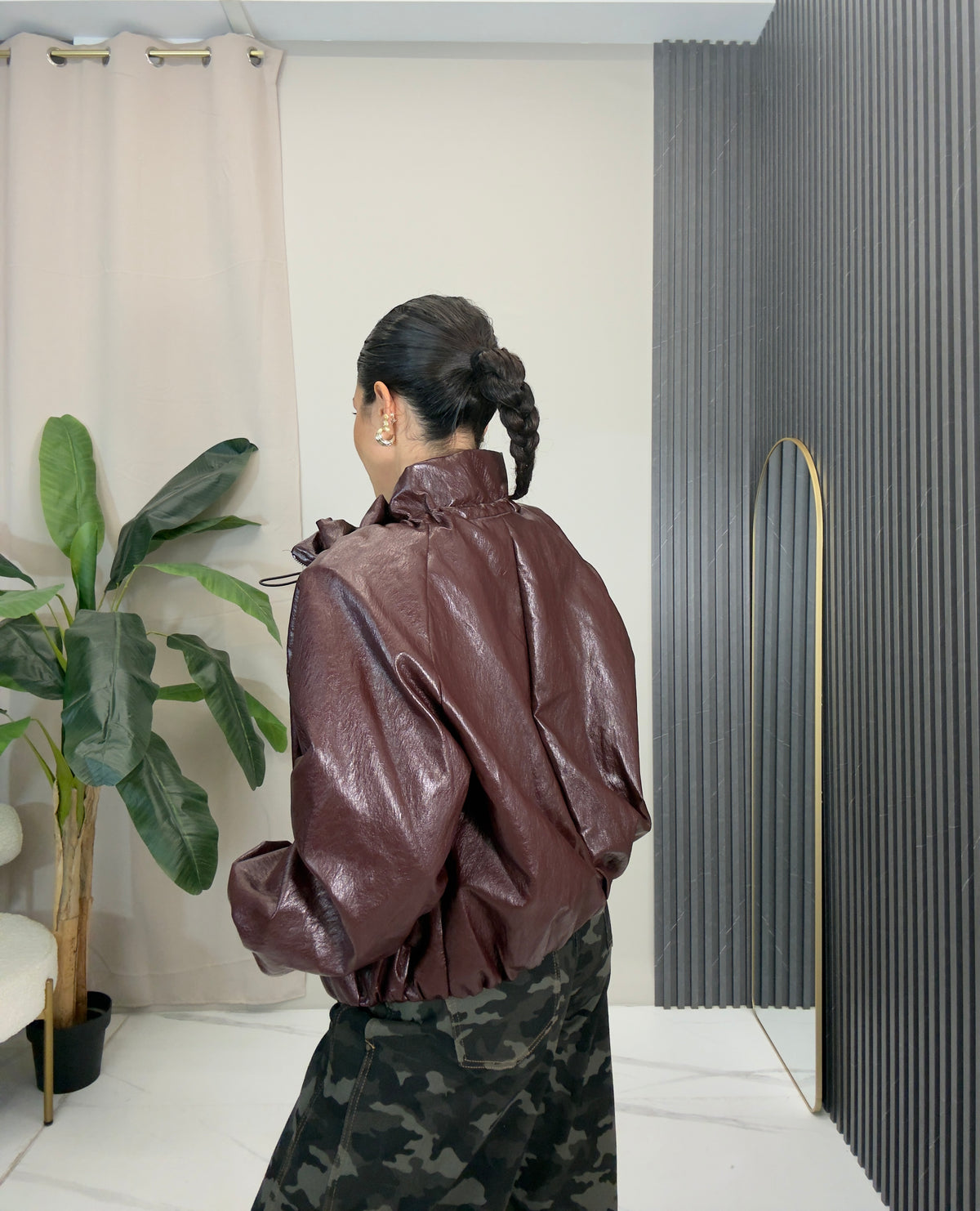 Bomber in pelle bordeaux