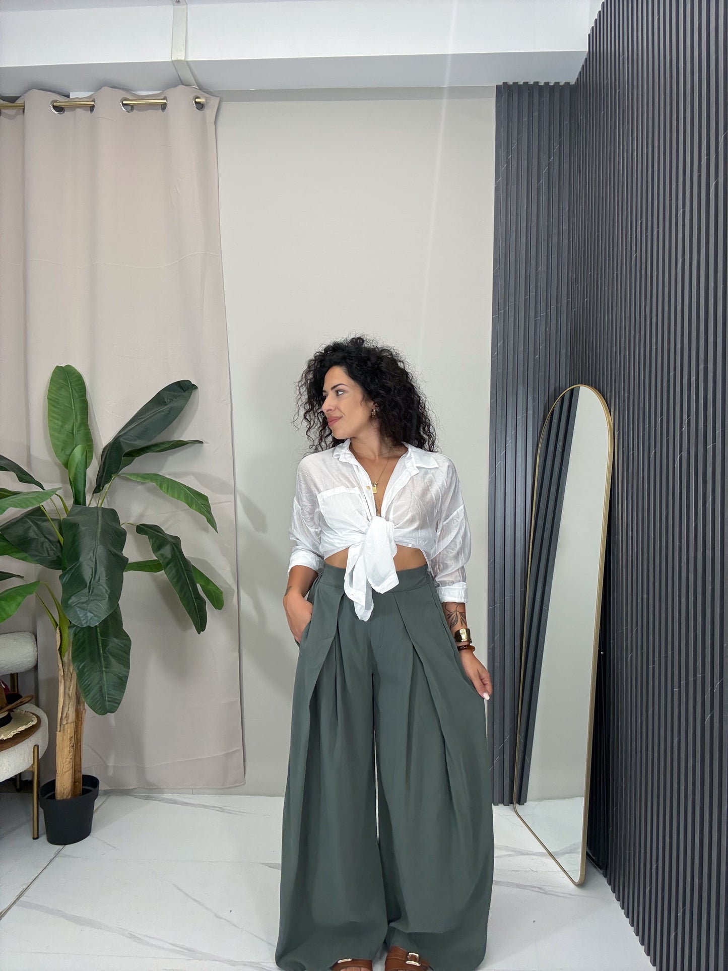 Pantalone palazzo verde