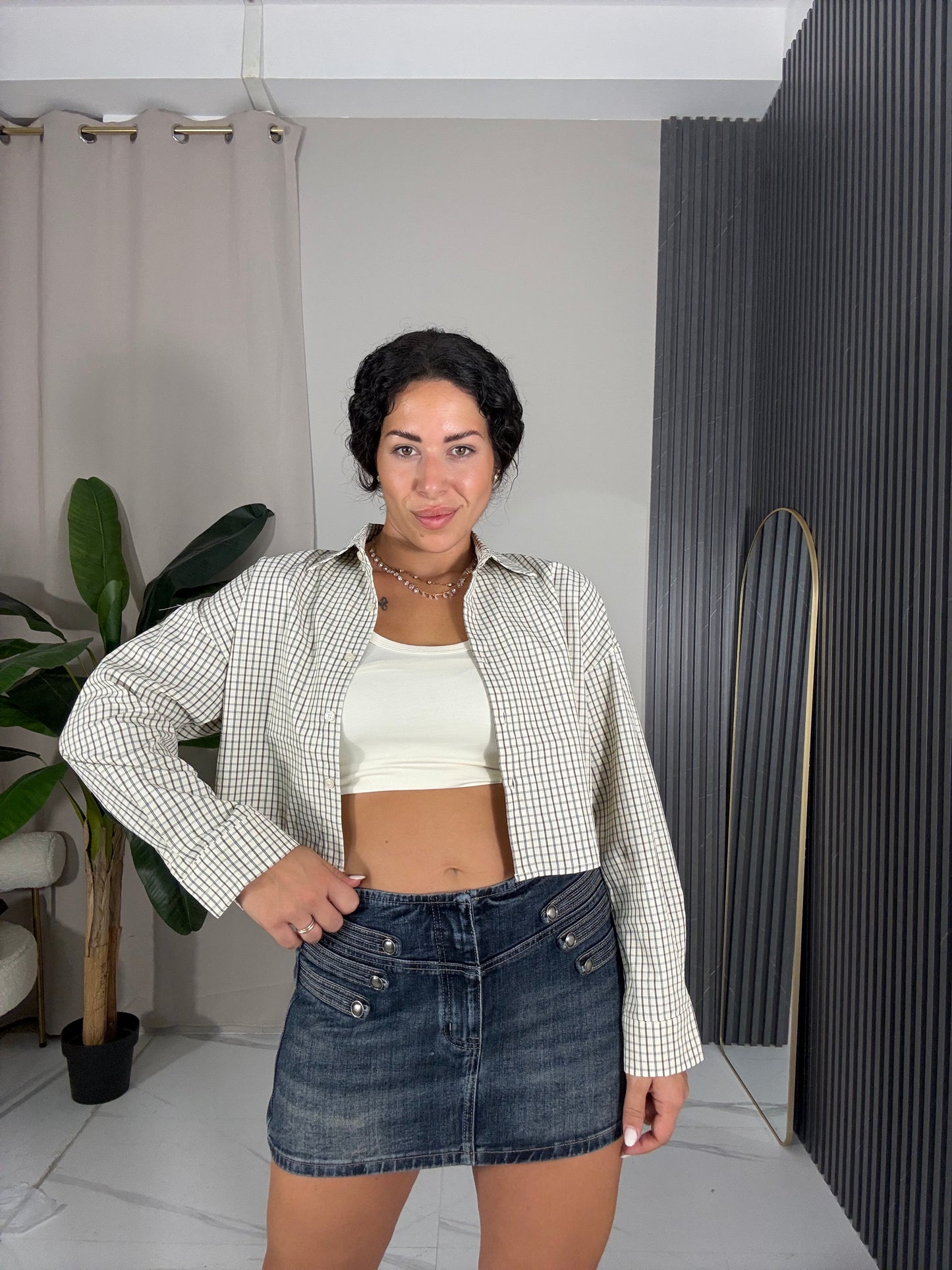 Camicia corta quadri