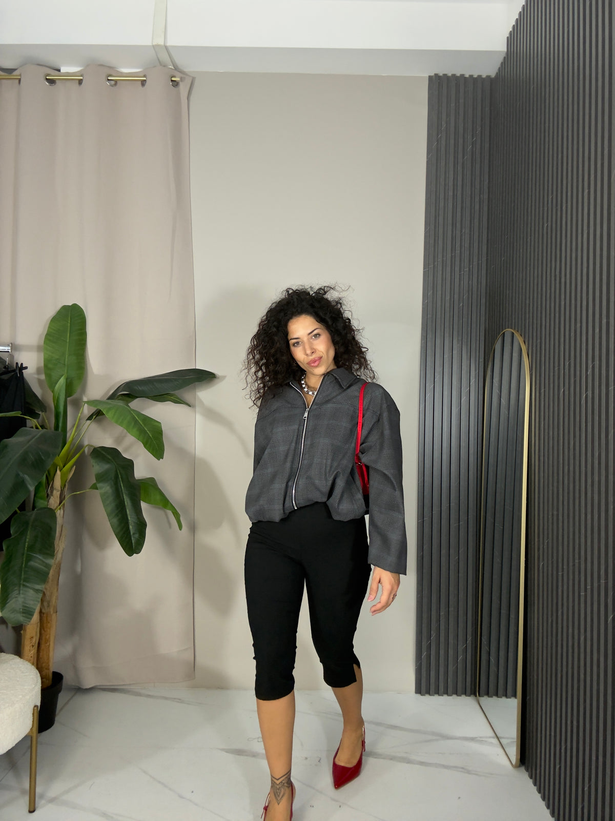 Giacca tartan over grey