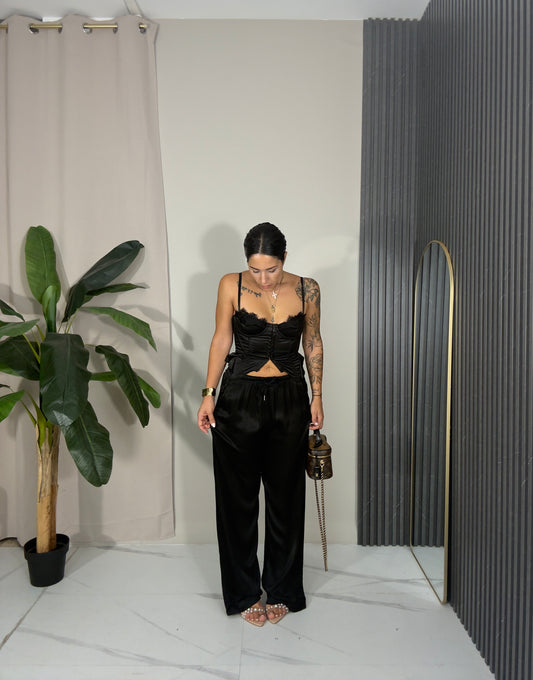 Pantalone satin nero
