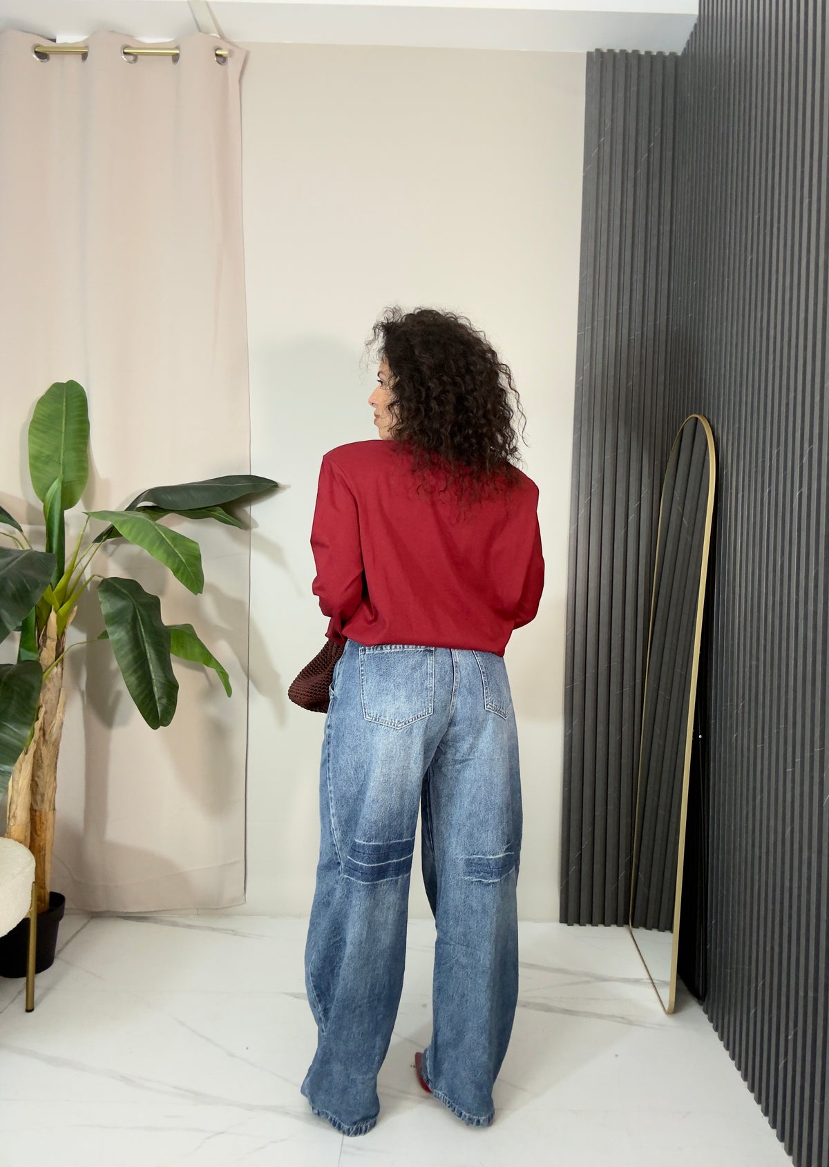 Jeans Balloon a Vita Alta con Passanti Larghi