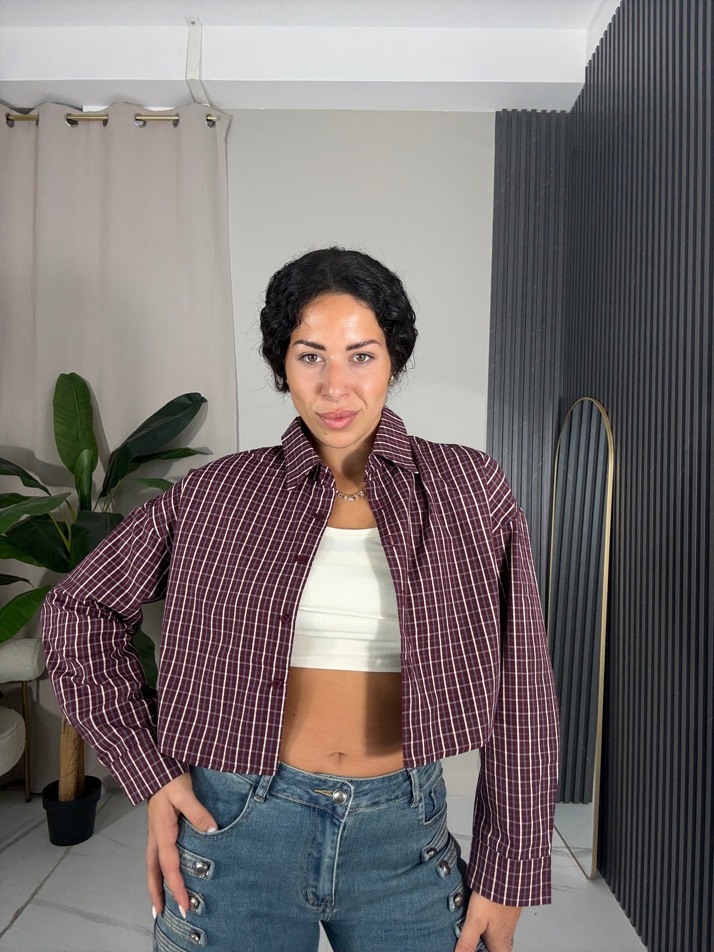 Camicia corta quadri