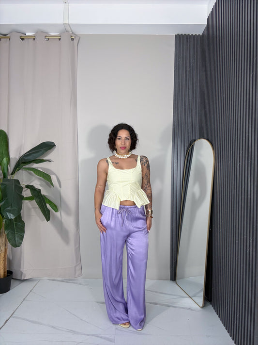 Pantalone satin lilla