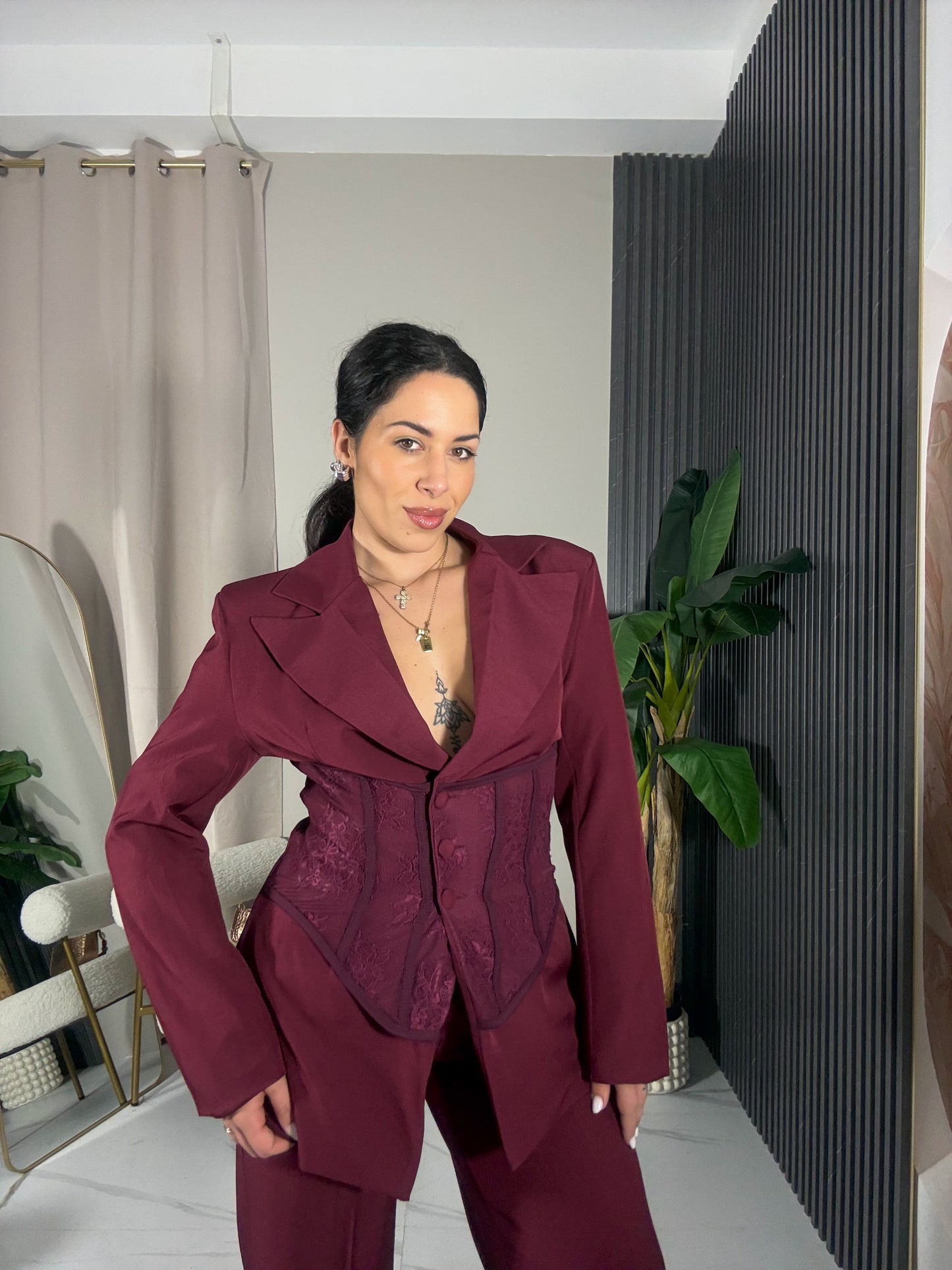 Tailleur Evelin bordeaux